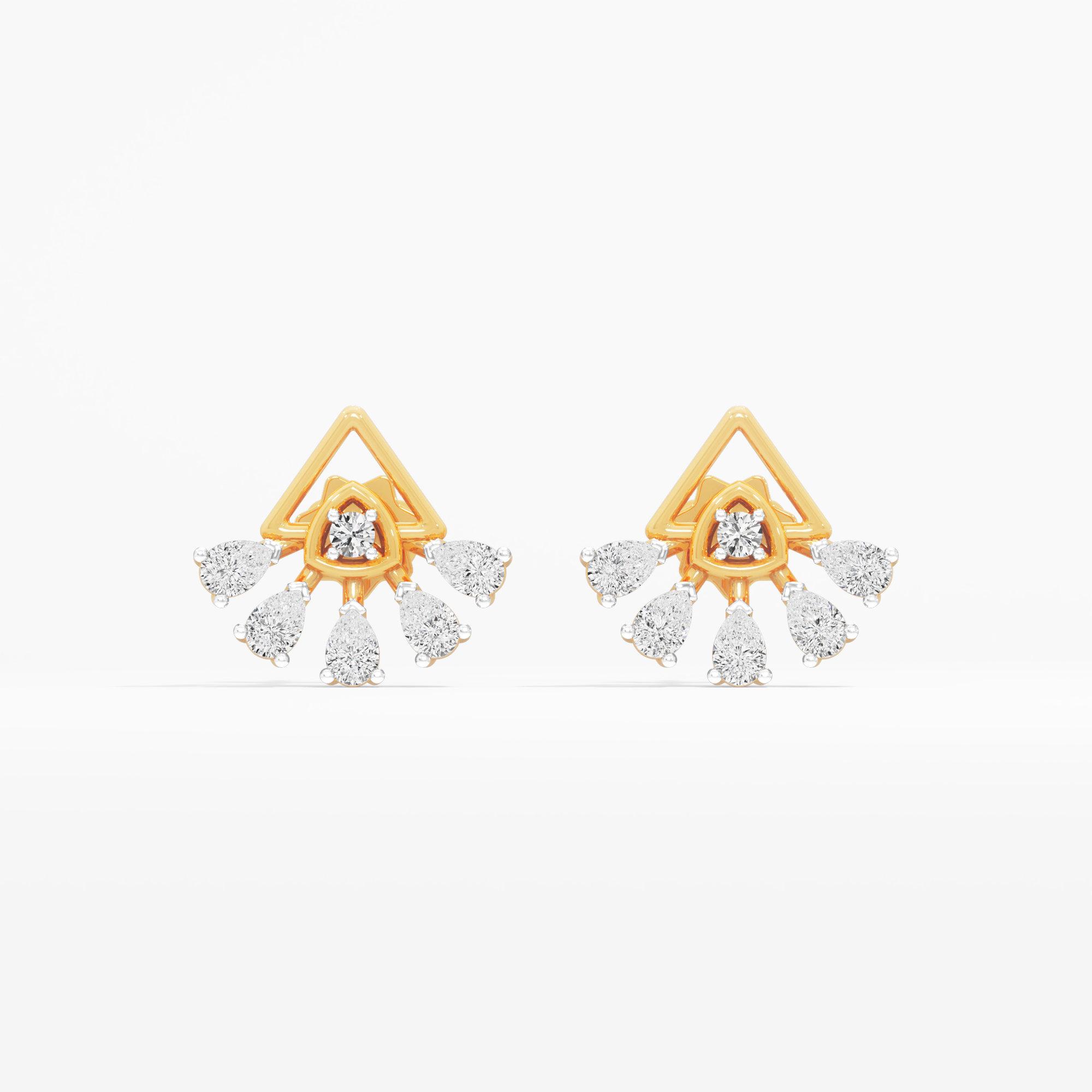 Triangle Flare Stud Earrings in 9KT Yellow Gold (Diamond Quality: FG-VVS VS)