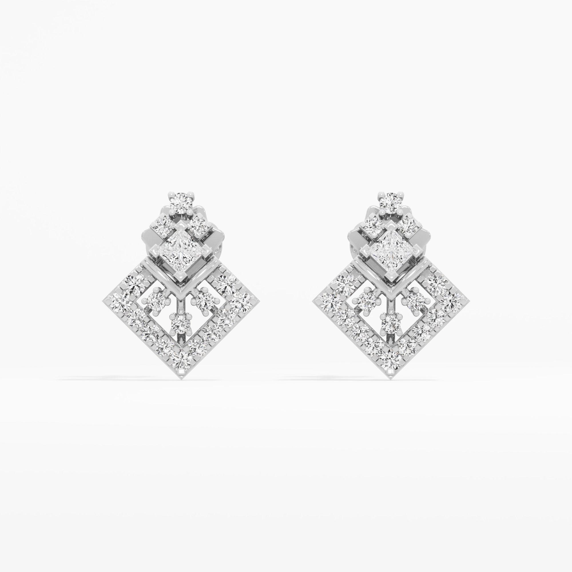 Vertex Kite Stud Earrings in 9KT White Gold (Diamond Quality: FG-VVS VS)