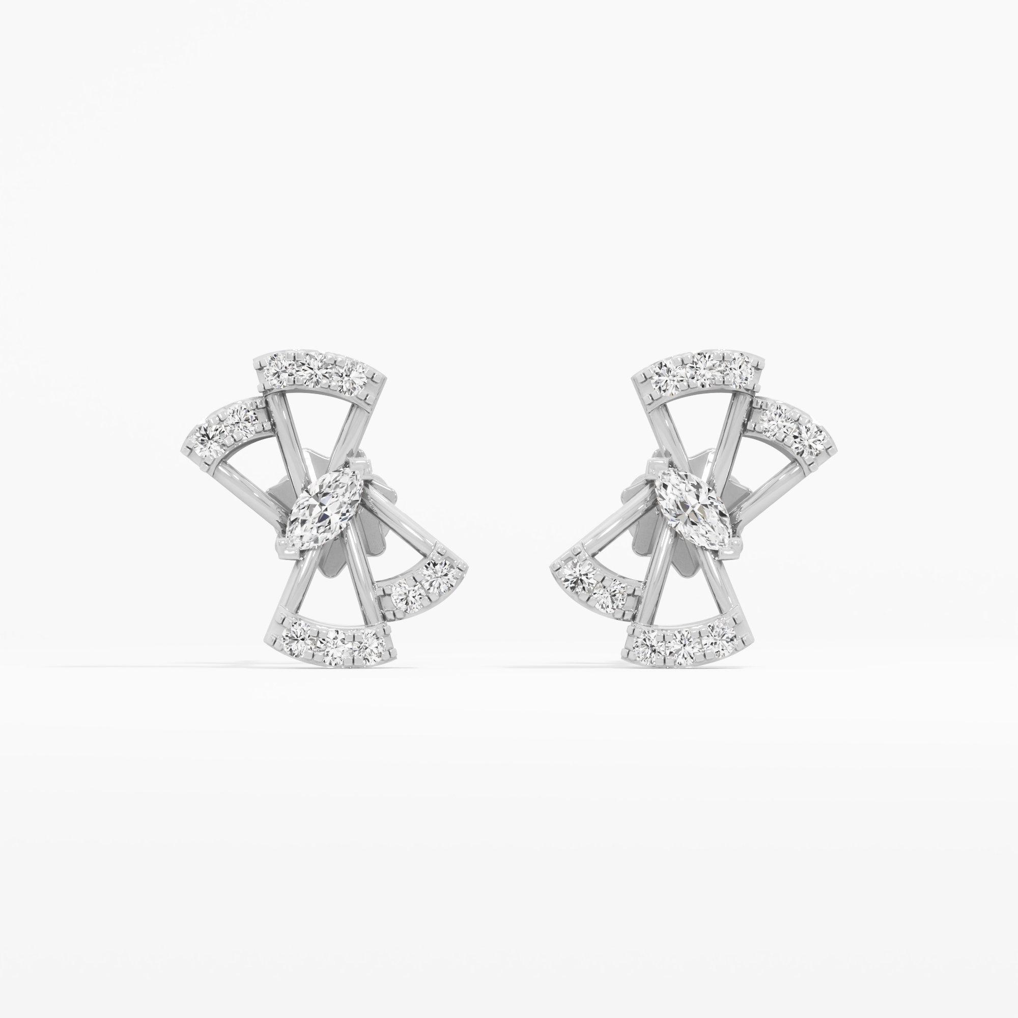 Pinwheel Marquise Stud Earrings in 9KT White Gold (Diamond Quality: FG-VVS VS)