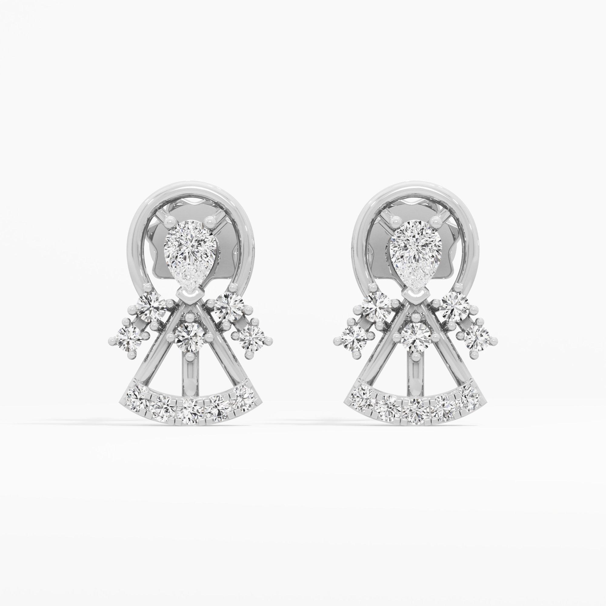 Cascade Bell Stud Earrings in 9KT White Gold (Diamond Quality: FG-VVS VS)