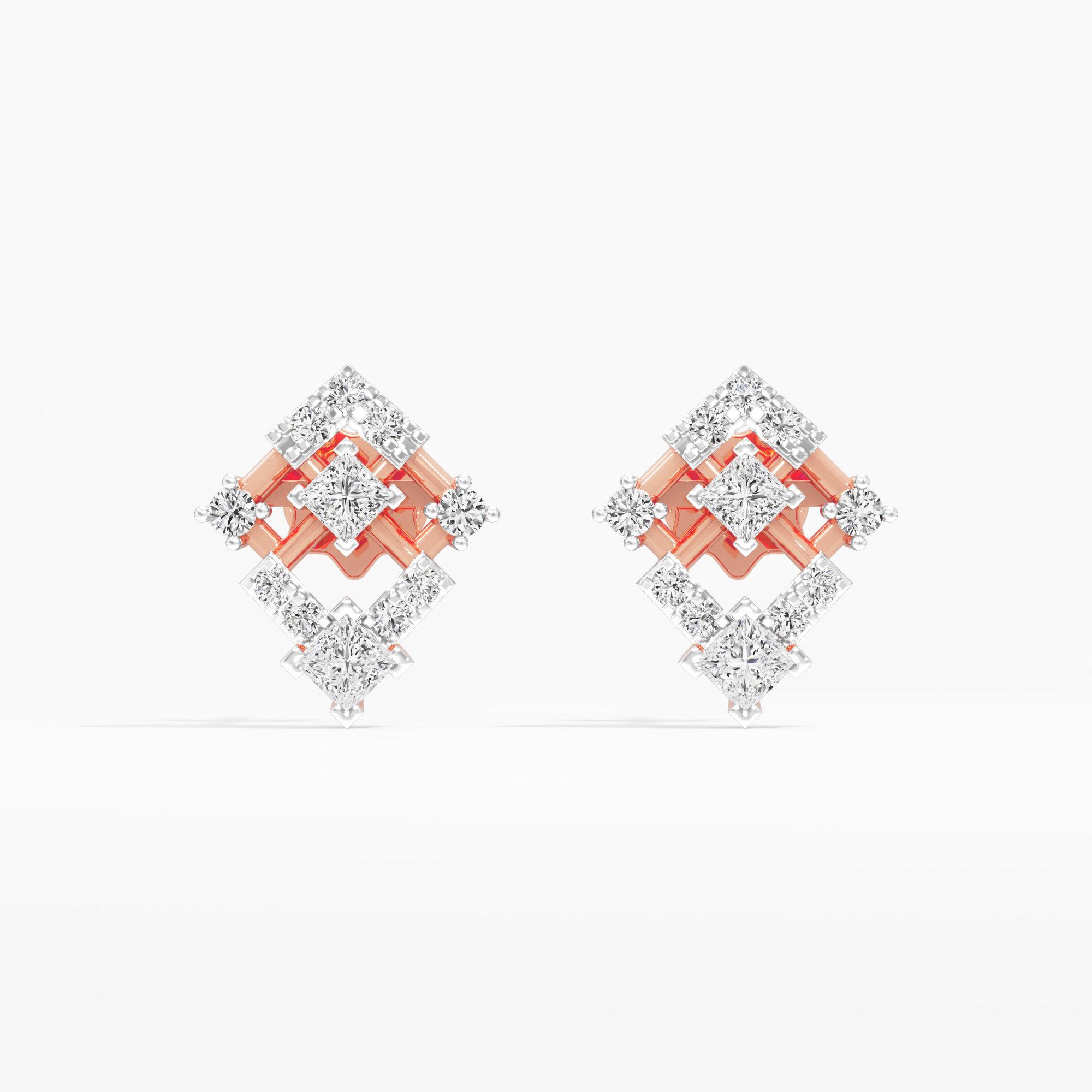 Twin Kite Stud Earrings in 9KT Rose Gold (Diamond Quality: FG-VVS VS)