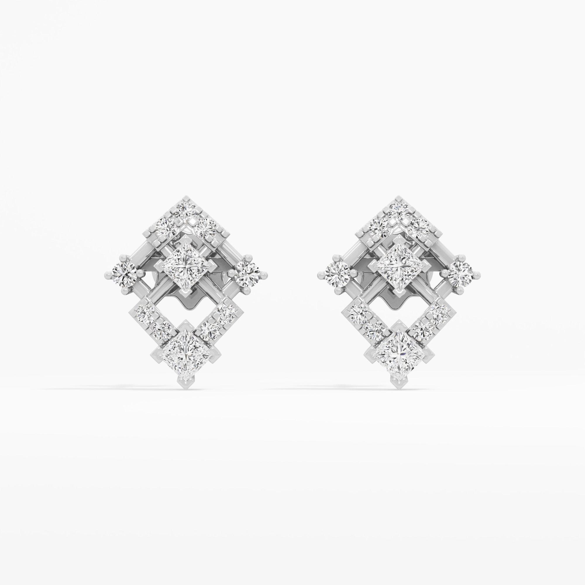 Twin Kite Stud Earrings in 9KT White Gold (Diamond Quality: FG-VVS VS)