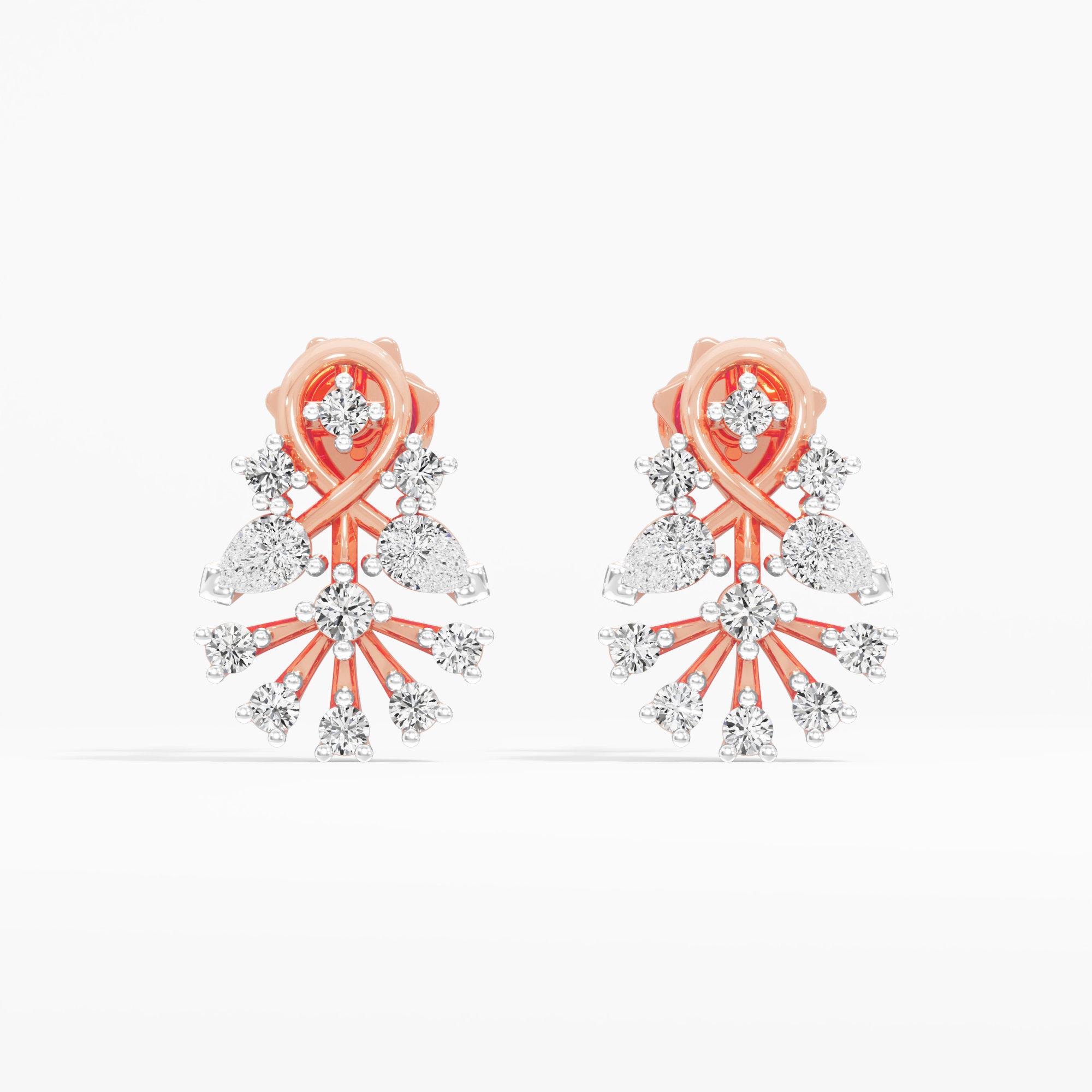 Braided Blaze Stud Earrings in 9KT Rose Gold (Diamond Quality: FG-VVS VS)