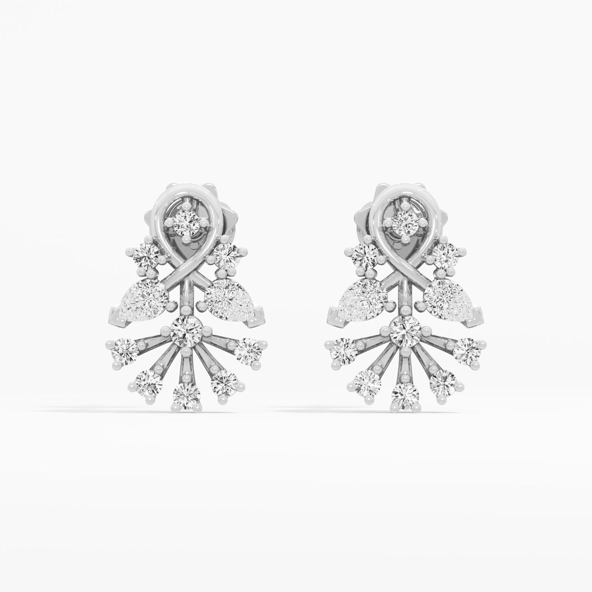 Braided Blaze Stud Earrings in 9KT White Gold (Diamond Quality: FG-VVS VS)