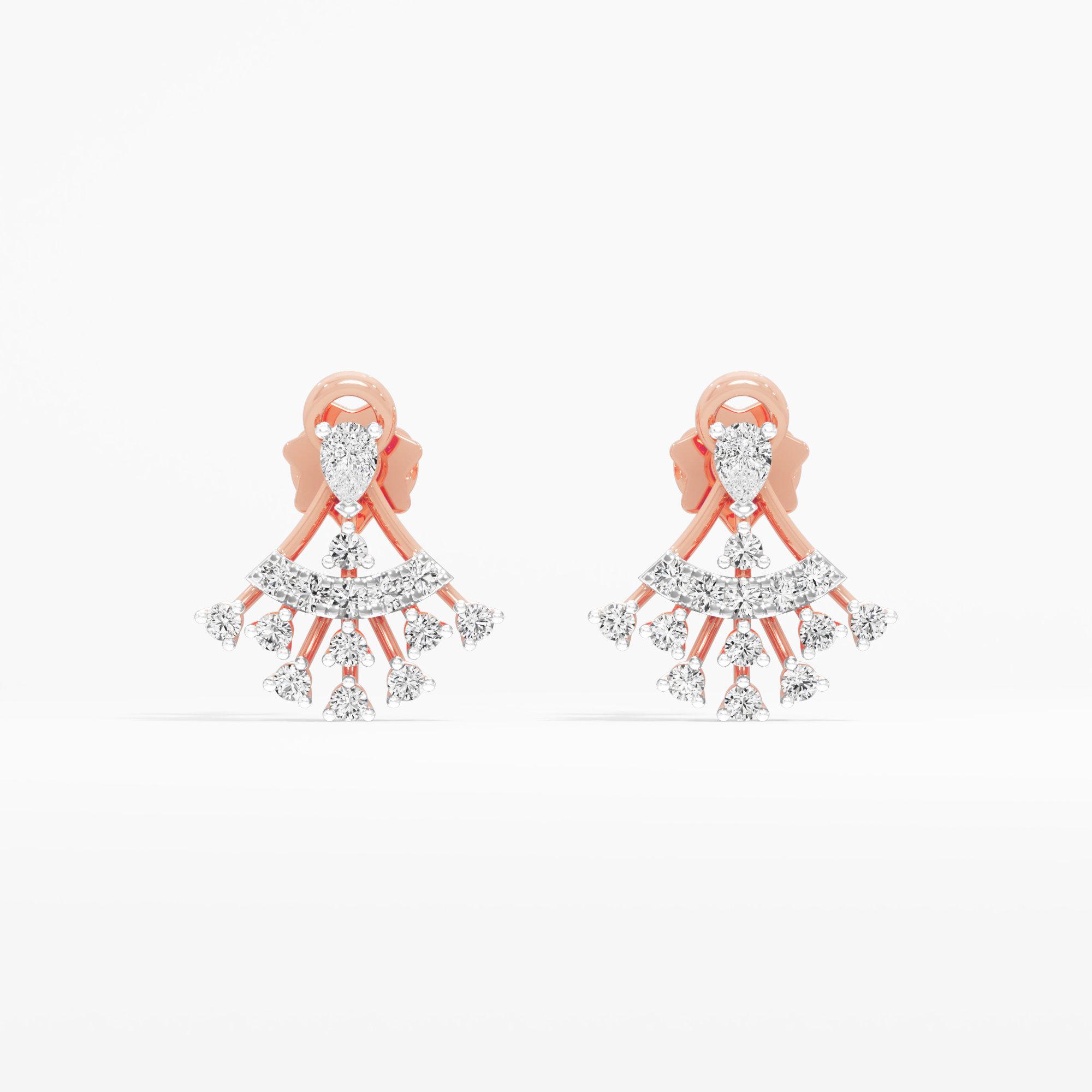 Starburst Spray Stud Earrings in 9KT Rose Gold (Diamond Quality: FG-VVS VS)
