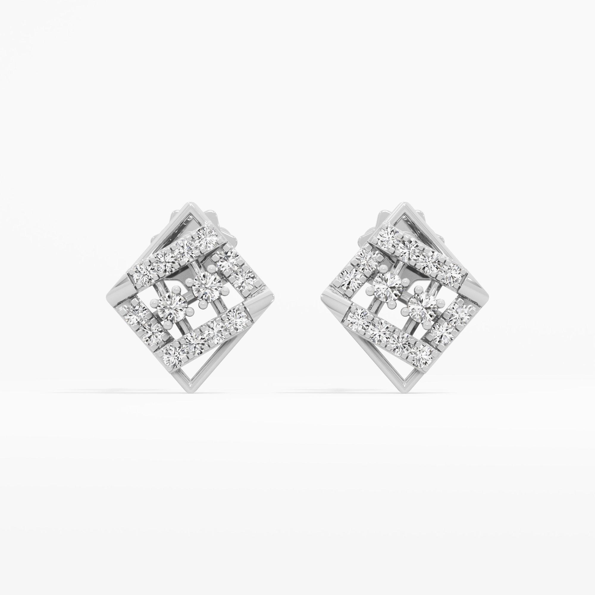 Diamond Lattice Stud Earrings in 9KT White Gold (Diamond Quality: FG-VVS VS)