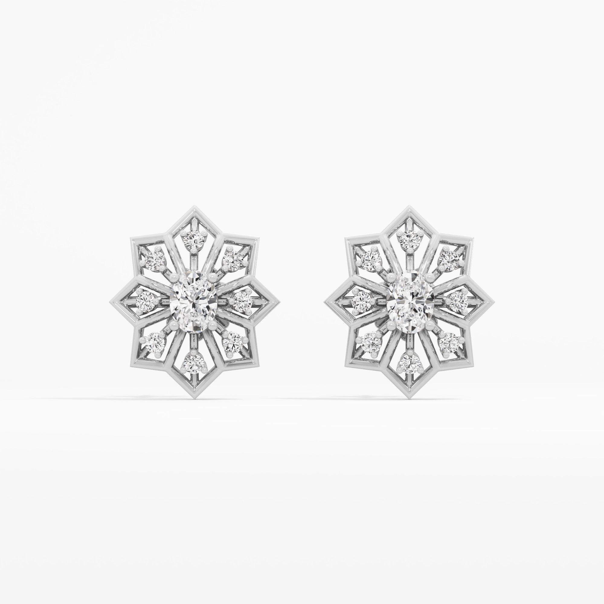 Northern Star Stud Earrings in 9KT White Gold (Diamond Quality: FG-VVS VS)