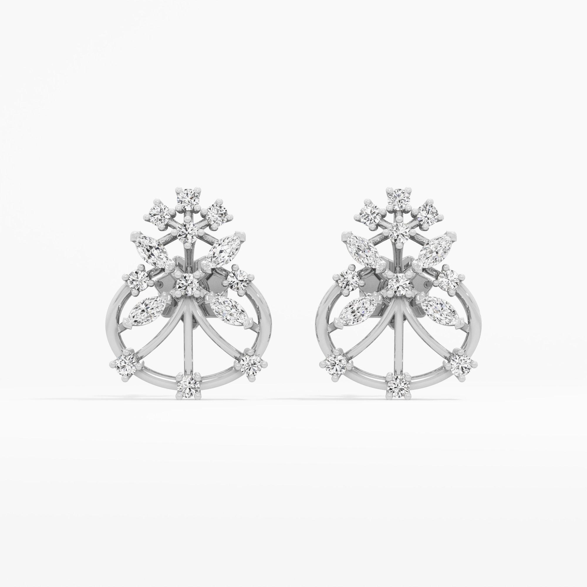 Garden Wheel Stud Earrings in 9KT White Gold (Diamond Quality: FG-VVS VS)