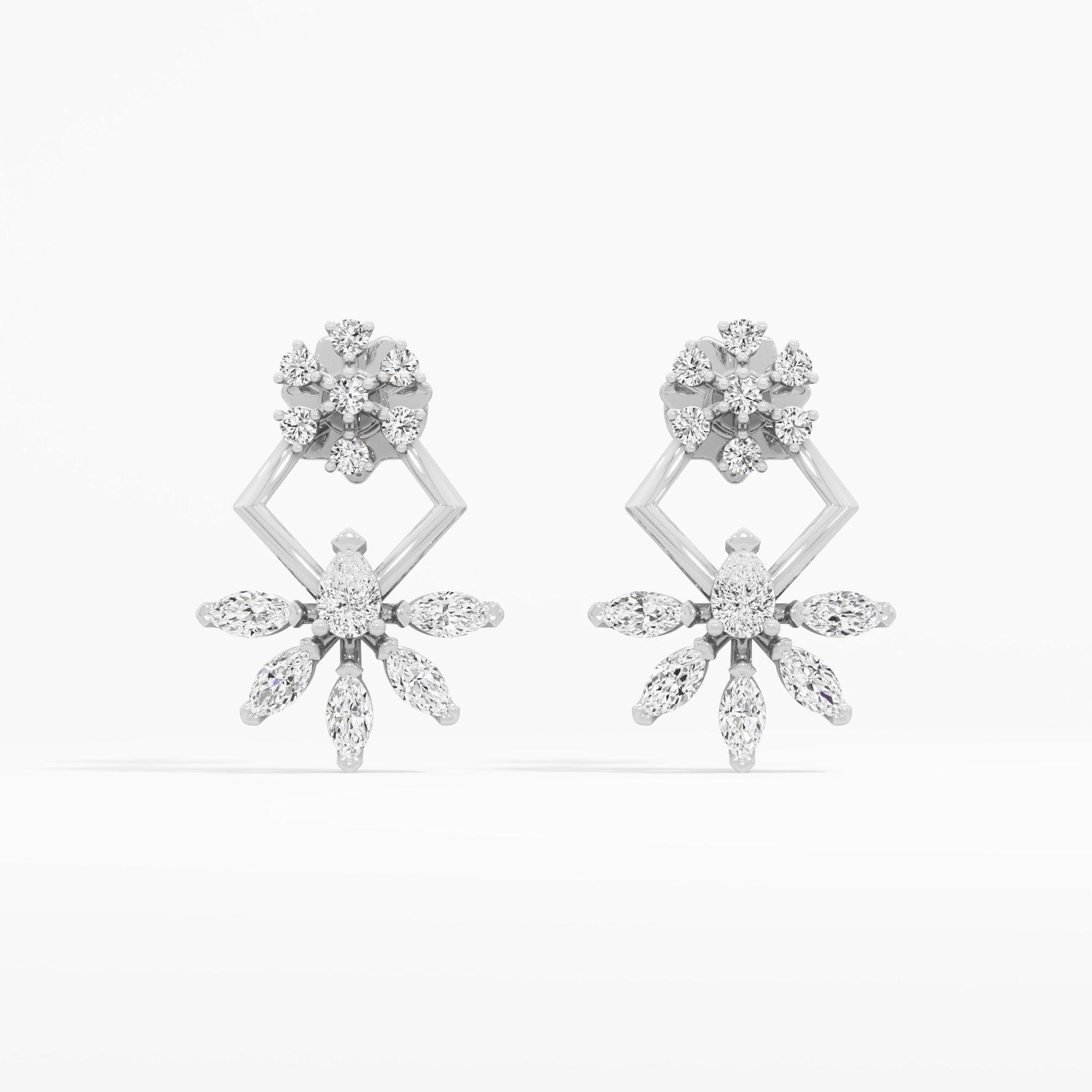 Kite Charm Stud Earrings in 9KT White Gold (Diamond Quality: FG-VVS VS)