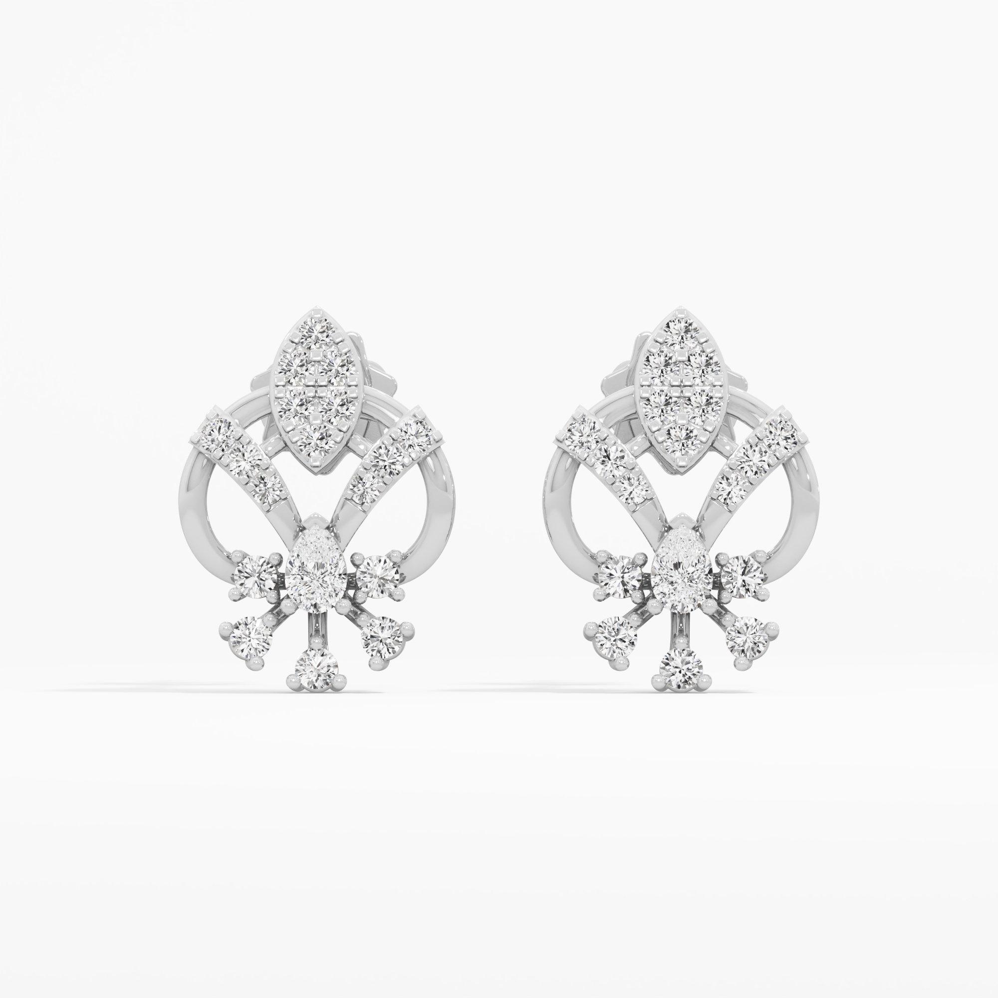 Regal Spade Stud Earrings in 9KT White Gold (Diamond Quality: FG-VVS VS)