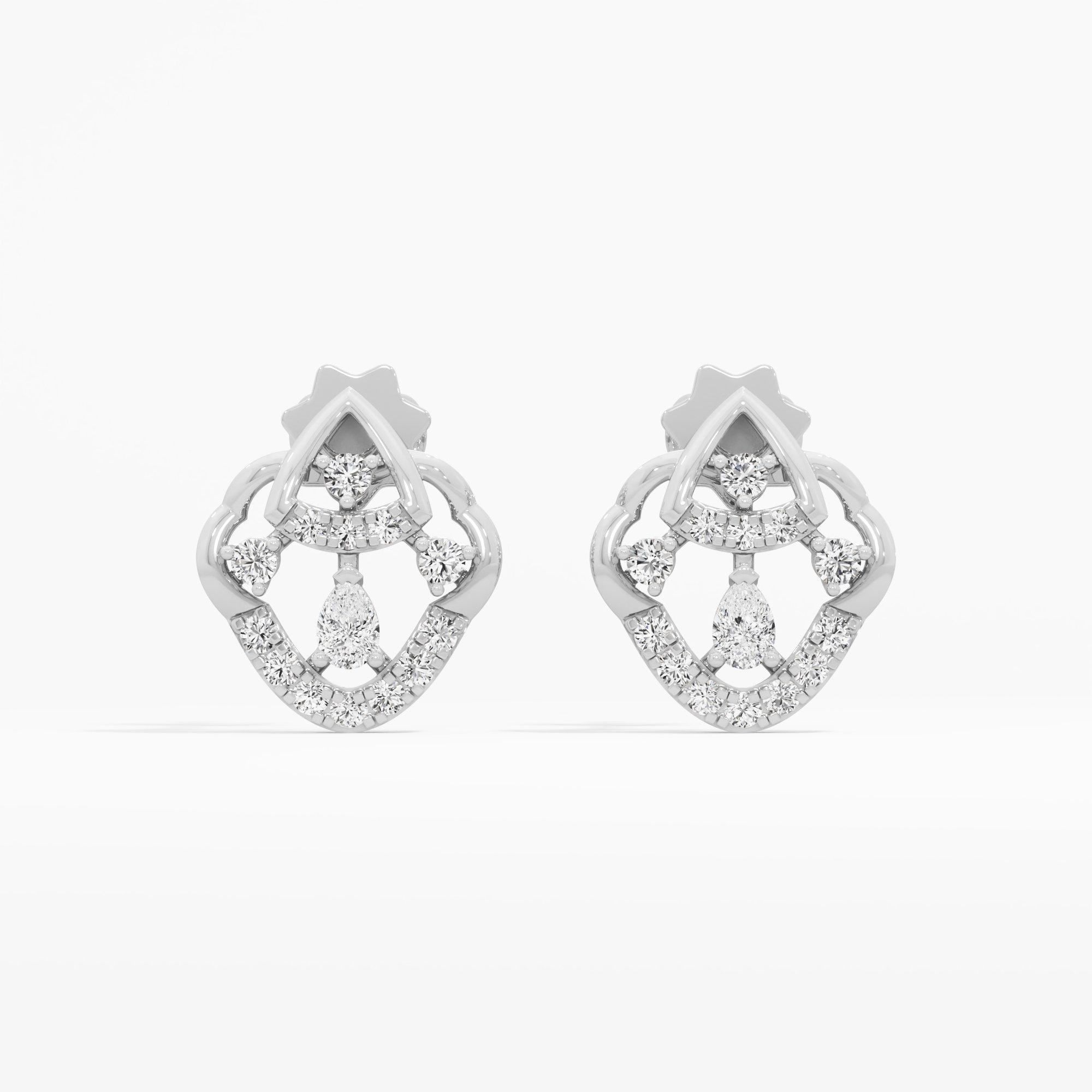 Guardian Arc Stud Earrings in 9KT White Gold (Diamond Quality: FG-VVS VS)