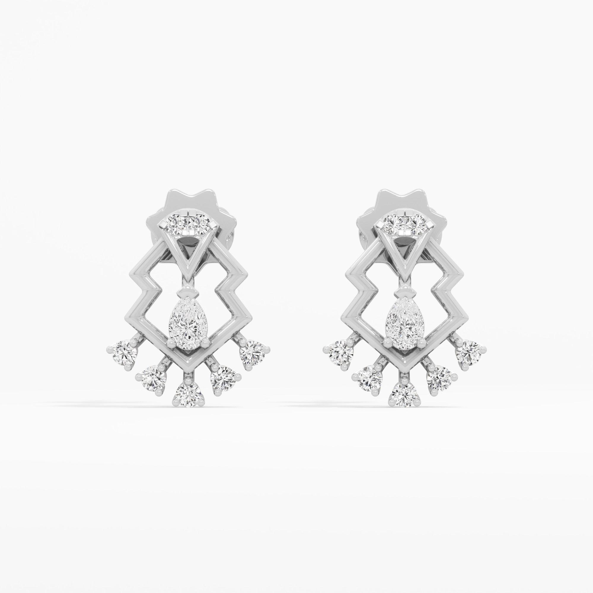 Zigzag Edge Stud Earrings in 9KT White Gold (Diamond Quality: FG-VVS VS)