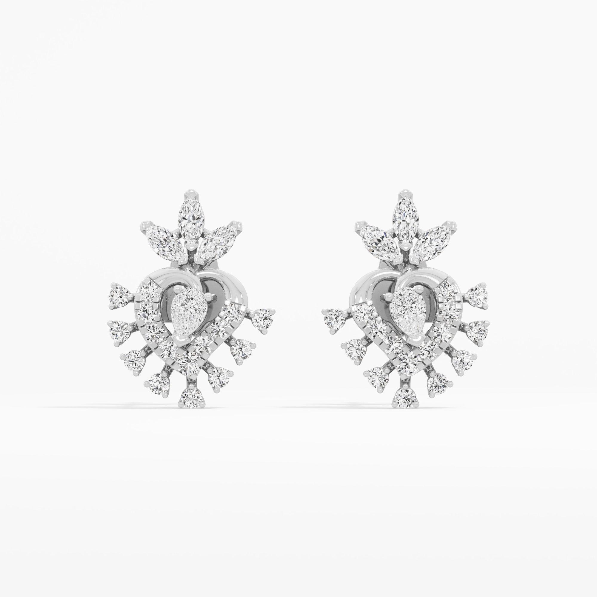 Ember Heart Stud Earrings in 9KT White Gold (Diamond Quality: FG-VVS VS)