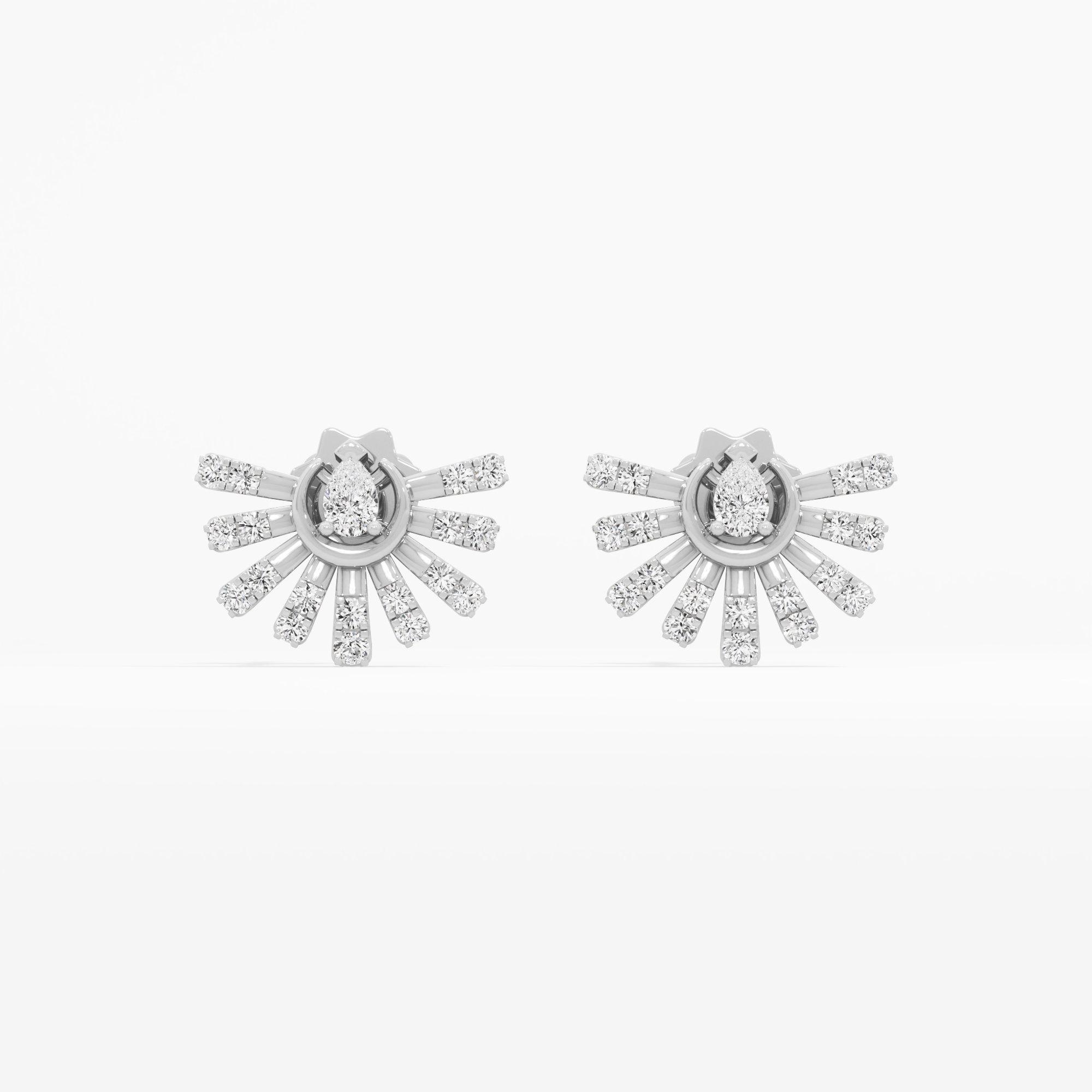 Solstice Ray Stud Earrings in 9KT White Gold (Diamond Quality: FG-VVS VS)