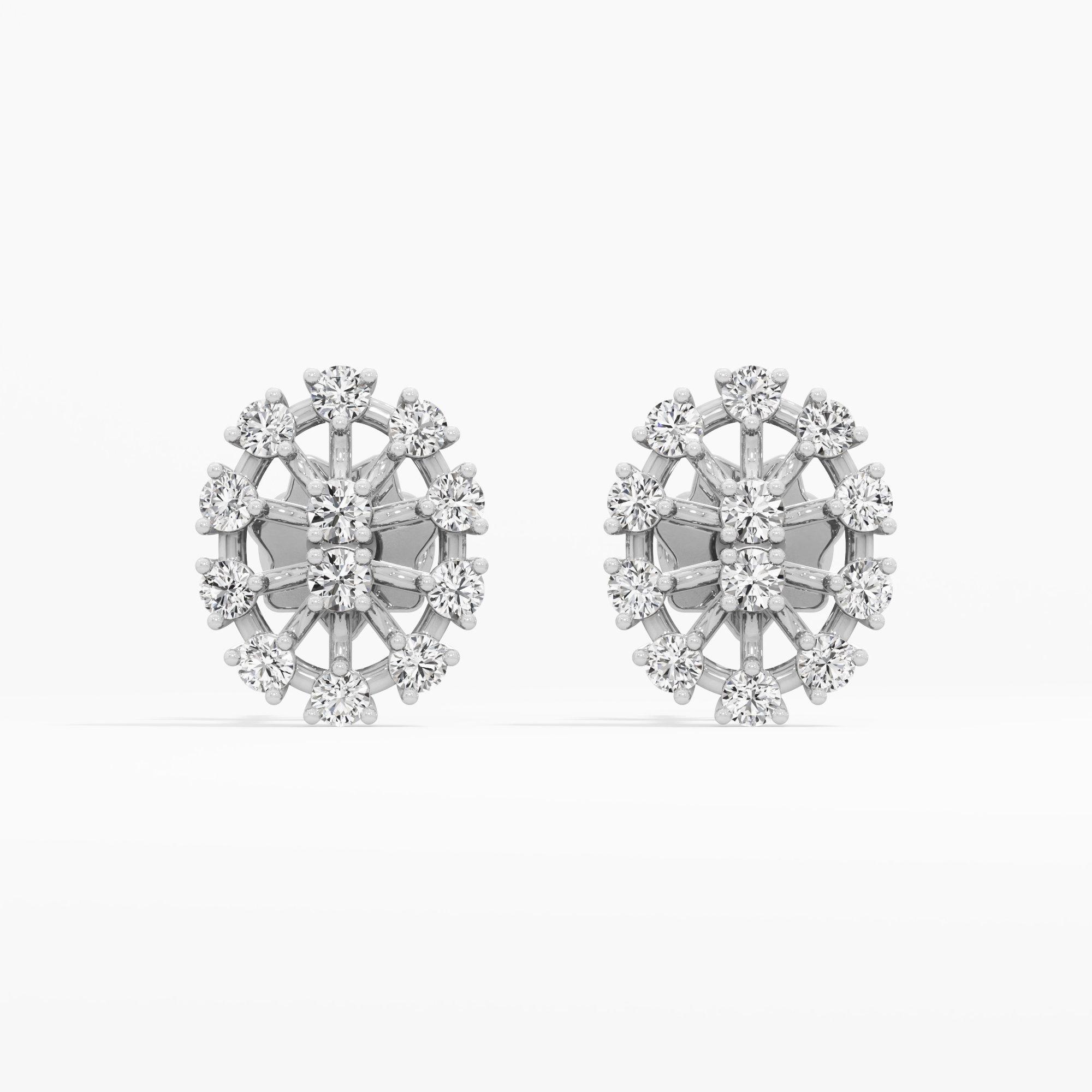 Astral Medallion Stud Earrings in 9KT White Gold (Diamond Quality: FG-VVS VS)