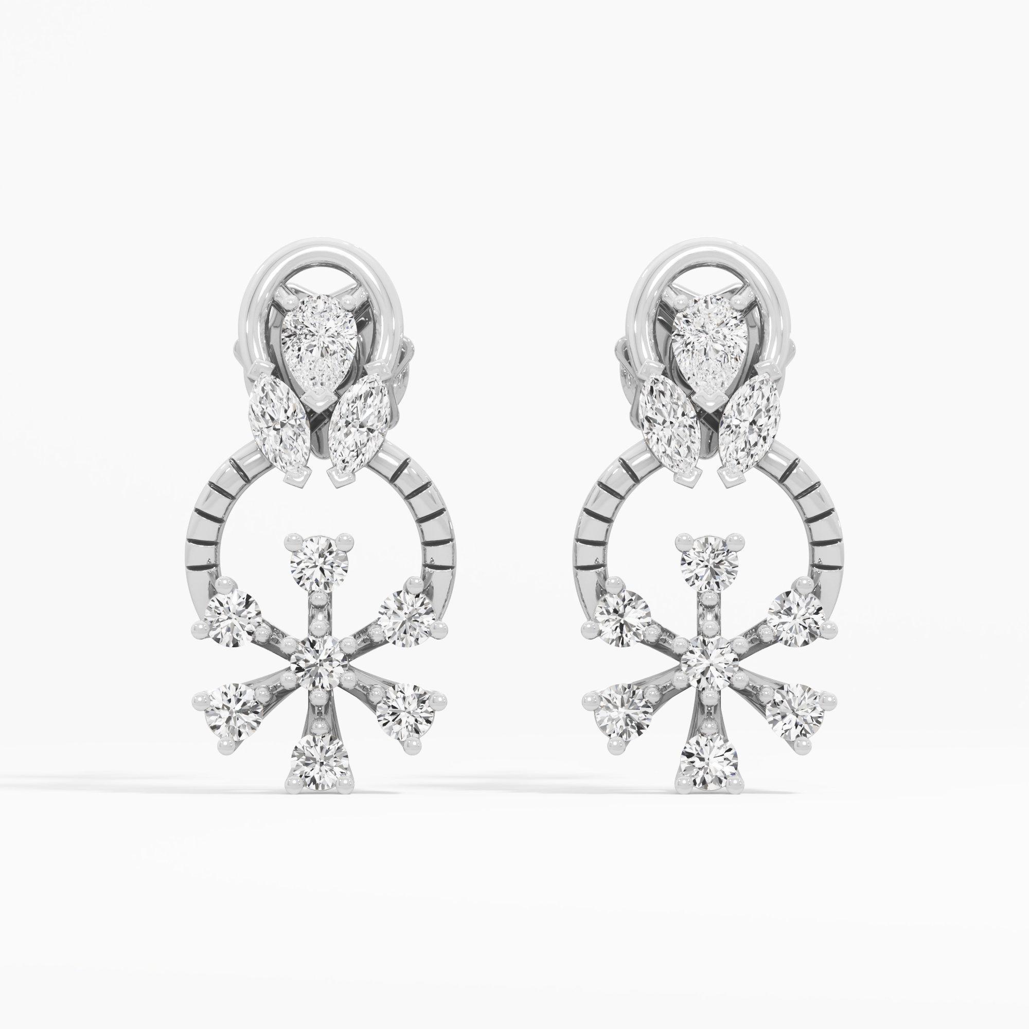 Compass Frost Stud Earrings in 9KT White Gold (Diamond Quality: FG-VVS VS)