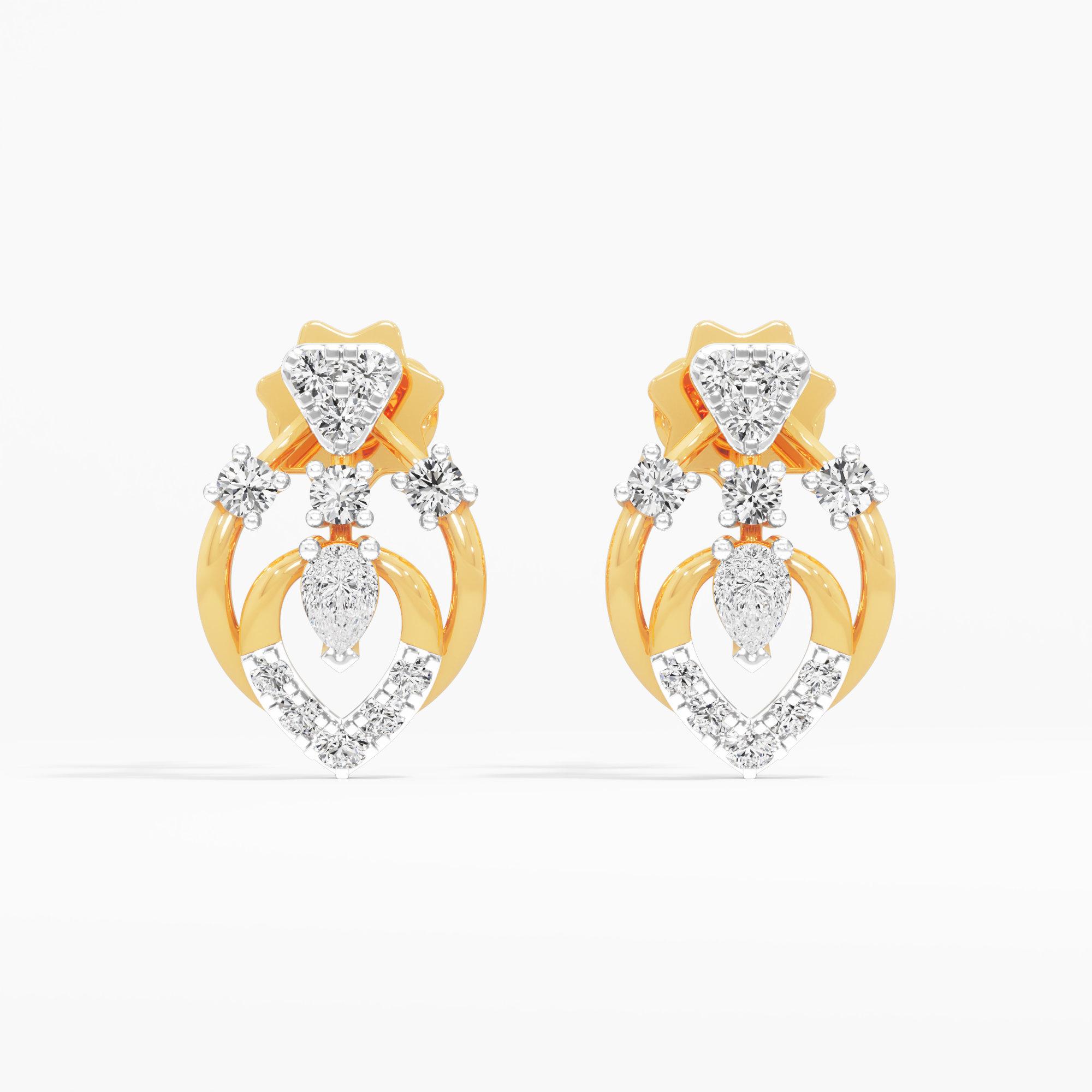 Chalice Trace Stud Earrings in 9KT Yellow Gold (Diamond Quality: FG-VVS VS)