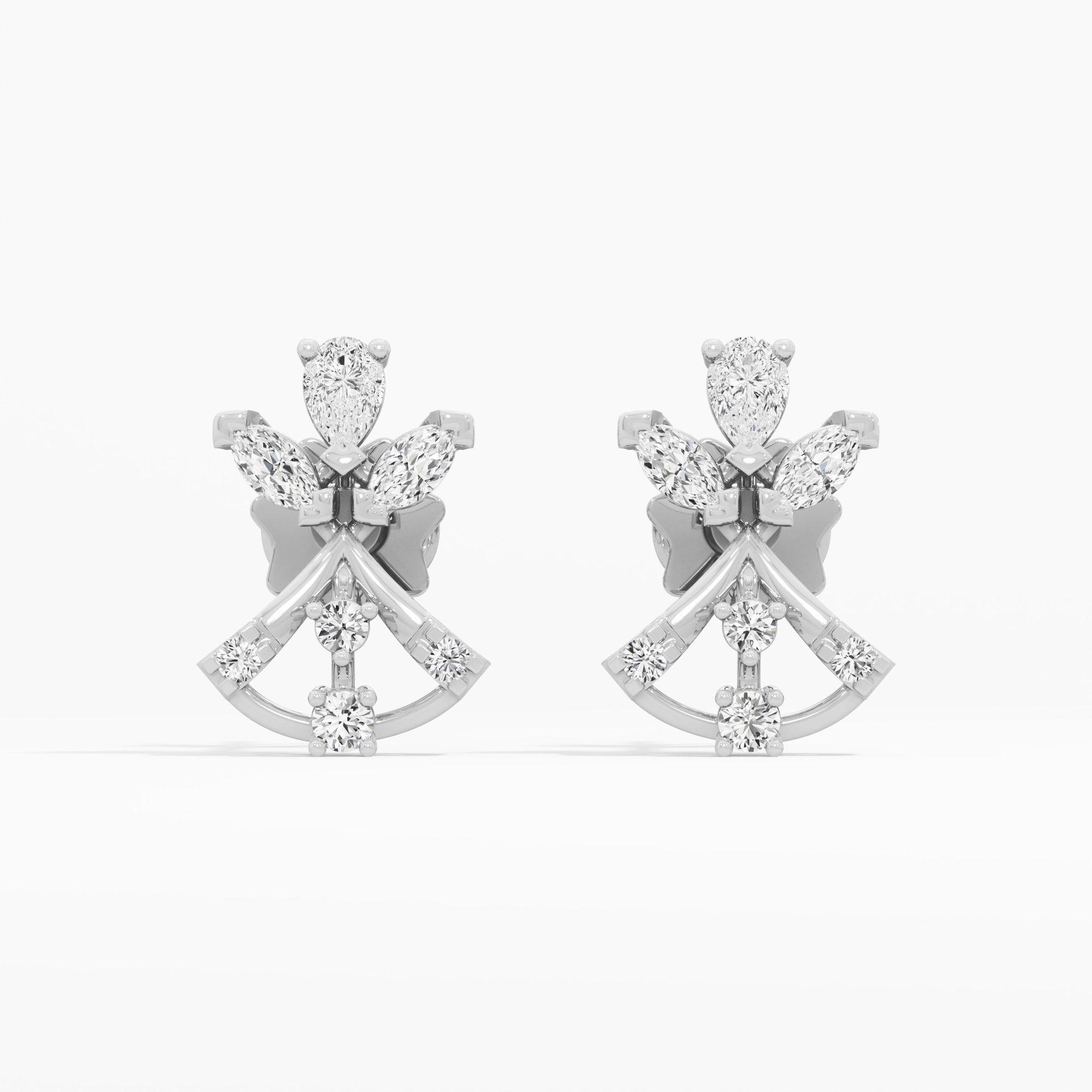 Butterfly Wing Stud Earrings in 9KT White Gold (Diamond Quality: FG-VVS VS)