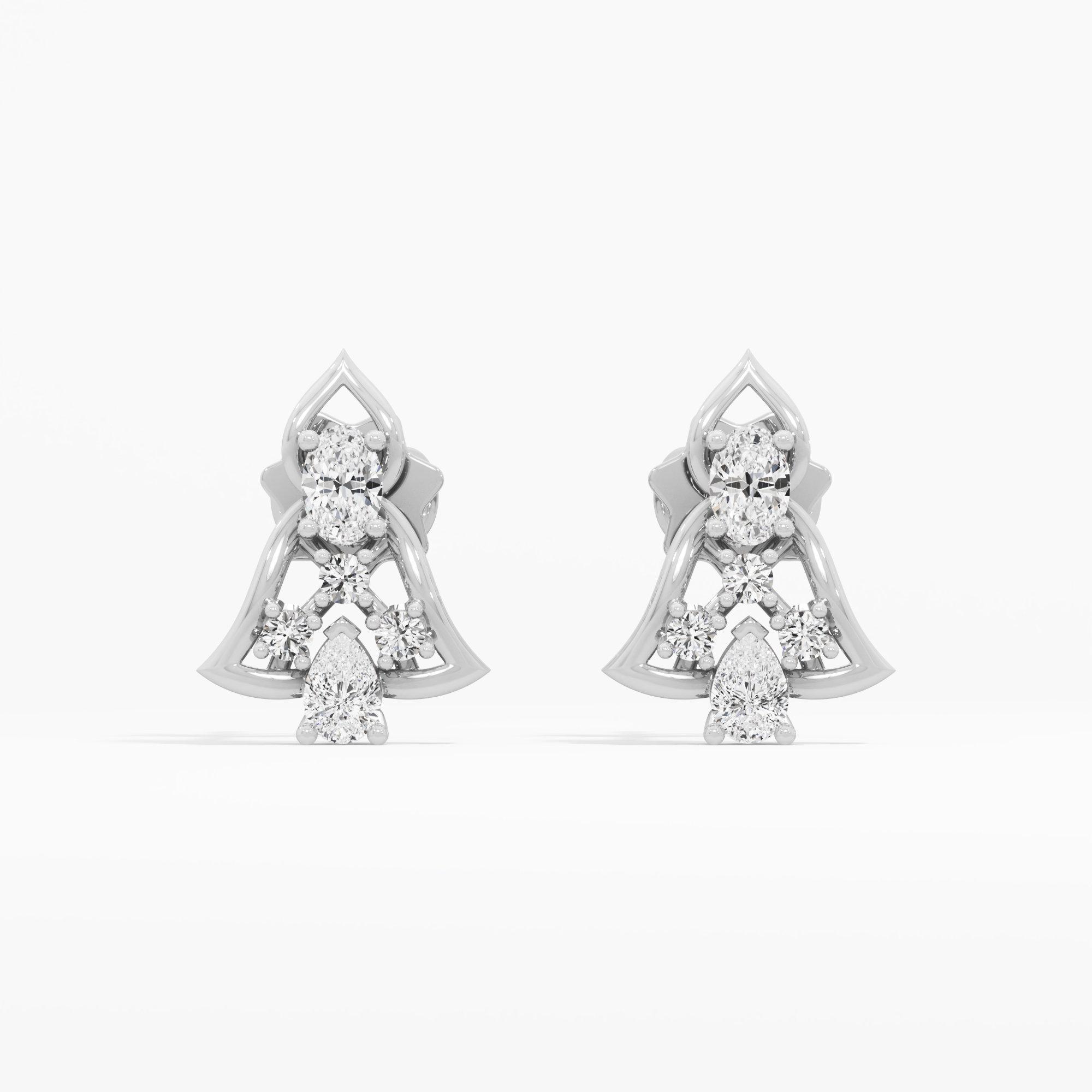 Cathedral Arch Stud Earrings in 9KT White Gold (Diamond Quality: FG-VVS VS)