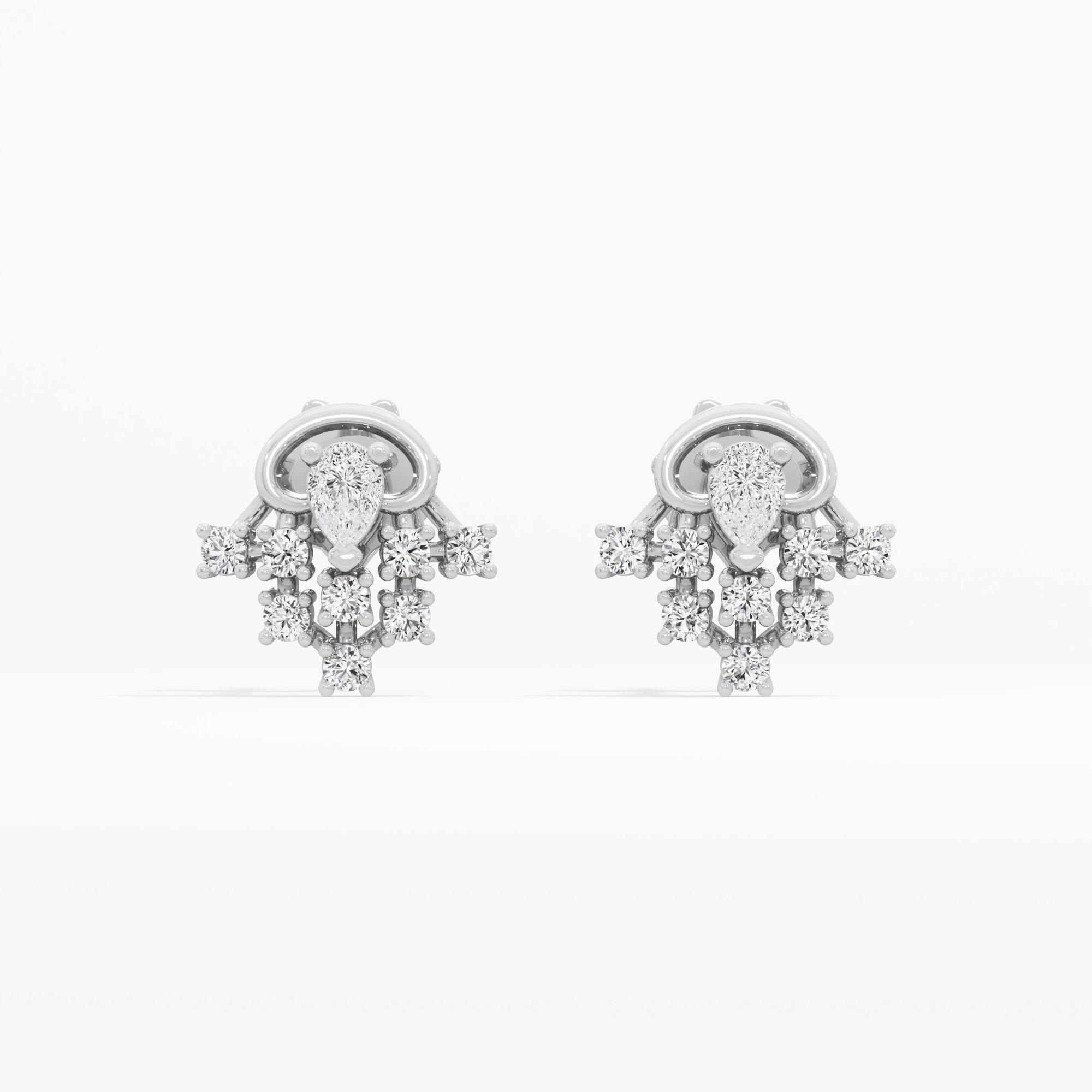 Coronet Flourish Stud Earrings in 9KT White Gold (Diamond Quality: FG-VVS VS)