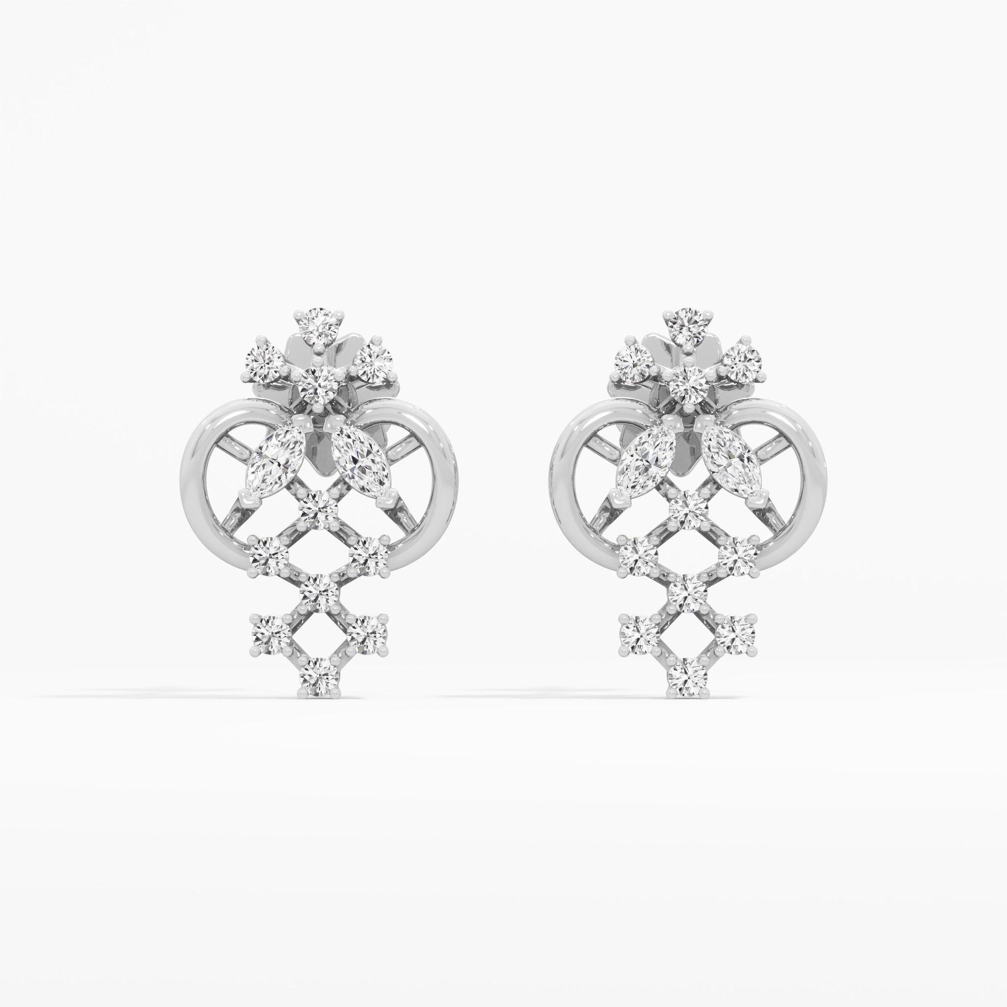 Honeycomb Weave Stud Earrings in 9KT White Gold (Diamond Quality: FG-VVS VS)