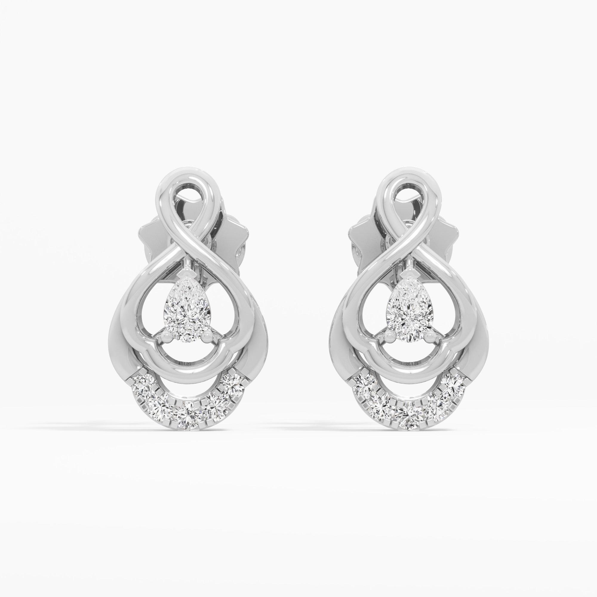 Looped Pear Stud Earrings in 9KT White Gold (Diamond Quality: FG-VVS VS)