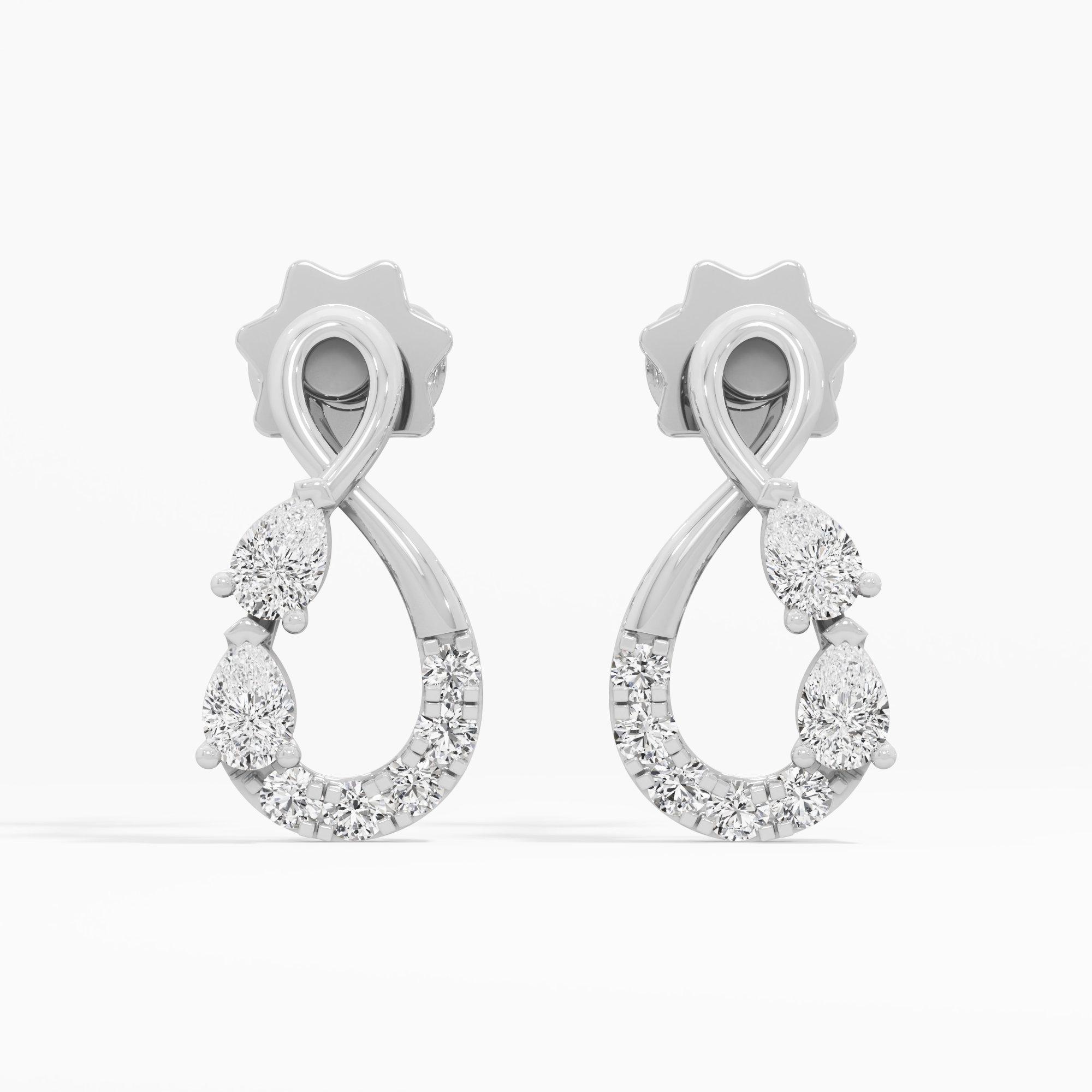 Interlace Pear Stud Earrings in 9KT White Gold (Diamond Quality: FG-VVS VS)