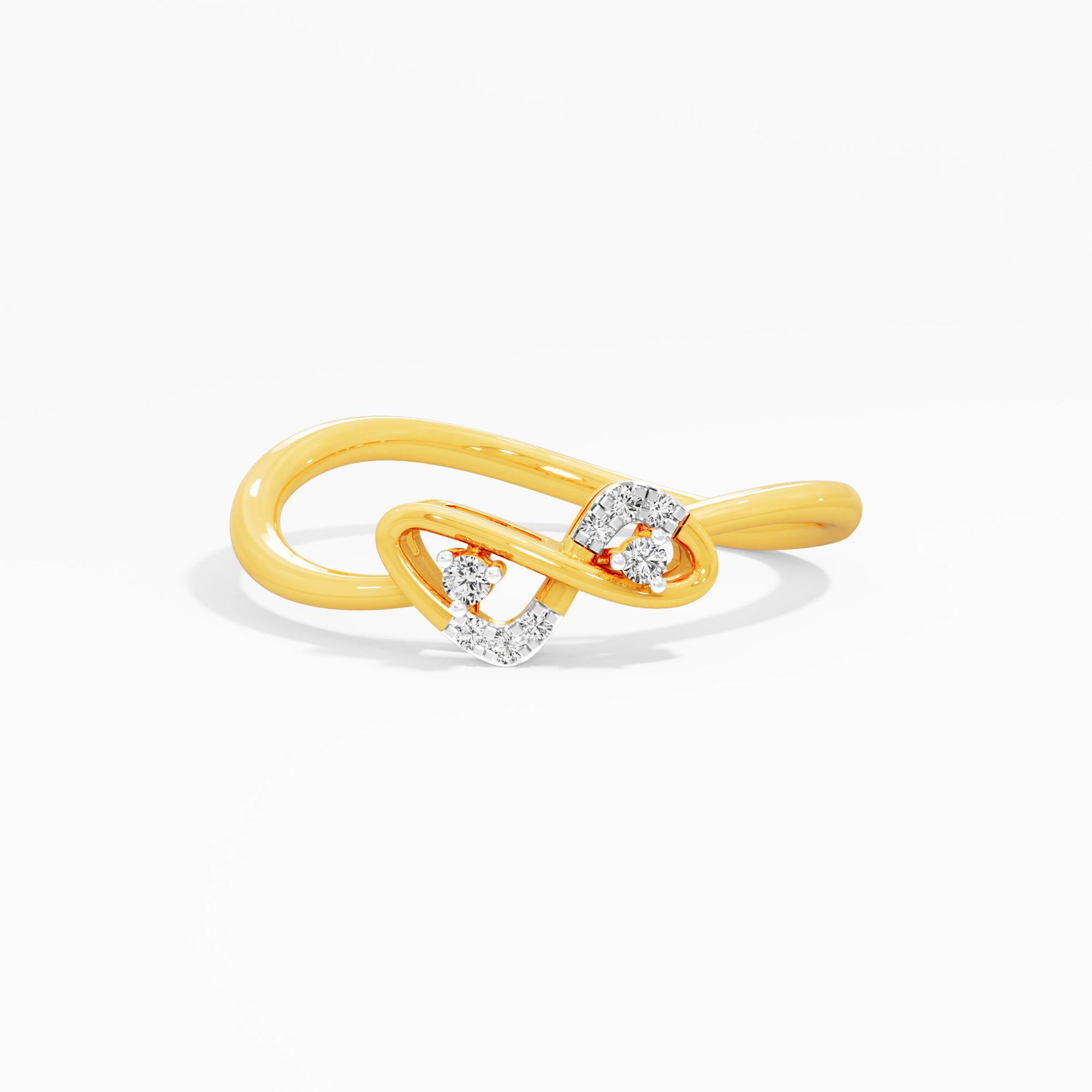 Twisted Bond Diamond Ring in 9KT Yellow Gold (Diamond Quality: FG-VVS VS)