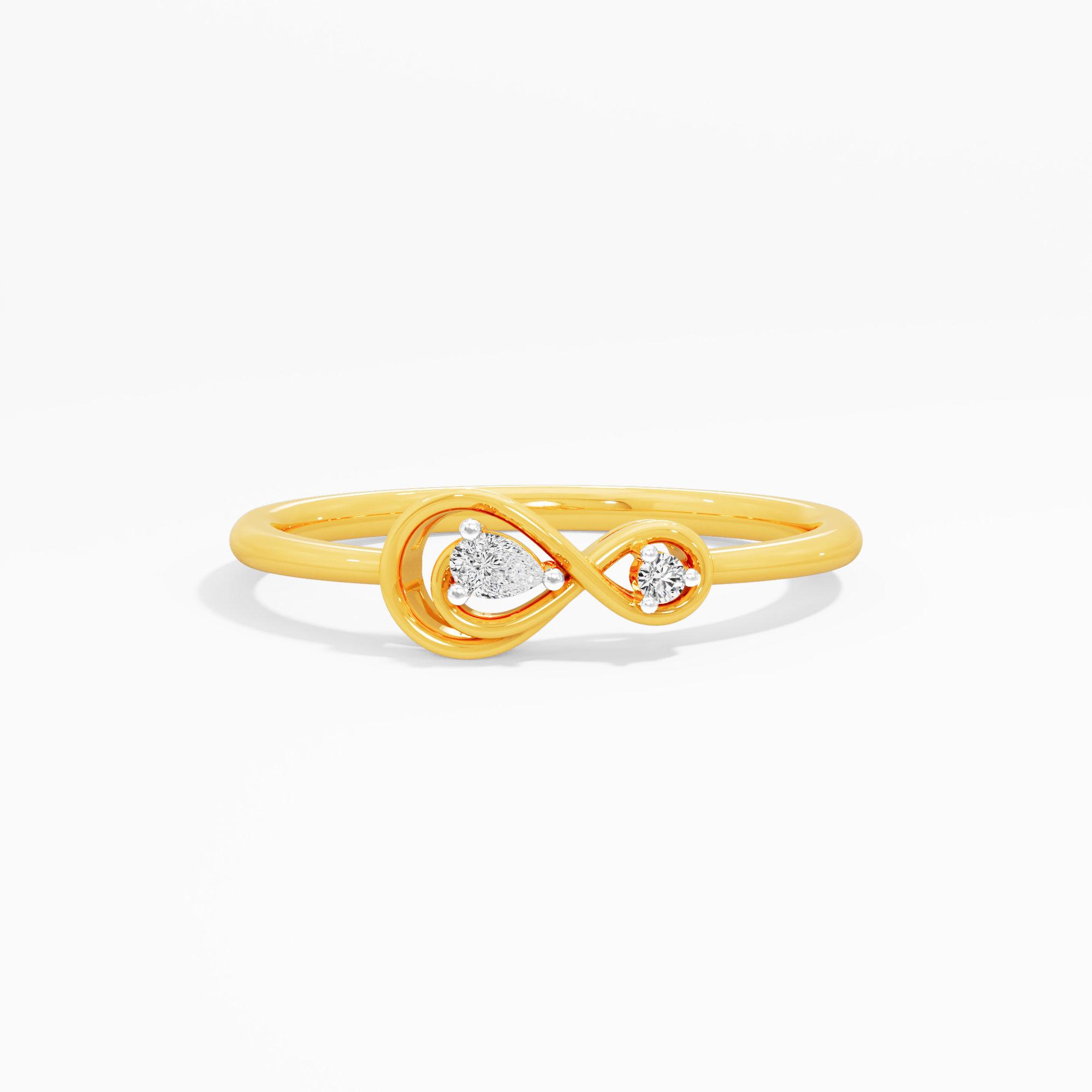 Infinite Love Pear Diamond Ring in 9KT Yellow Gold (Diamond Quality: FG-VVS VS)