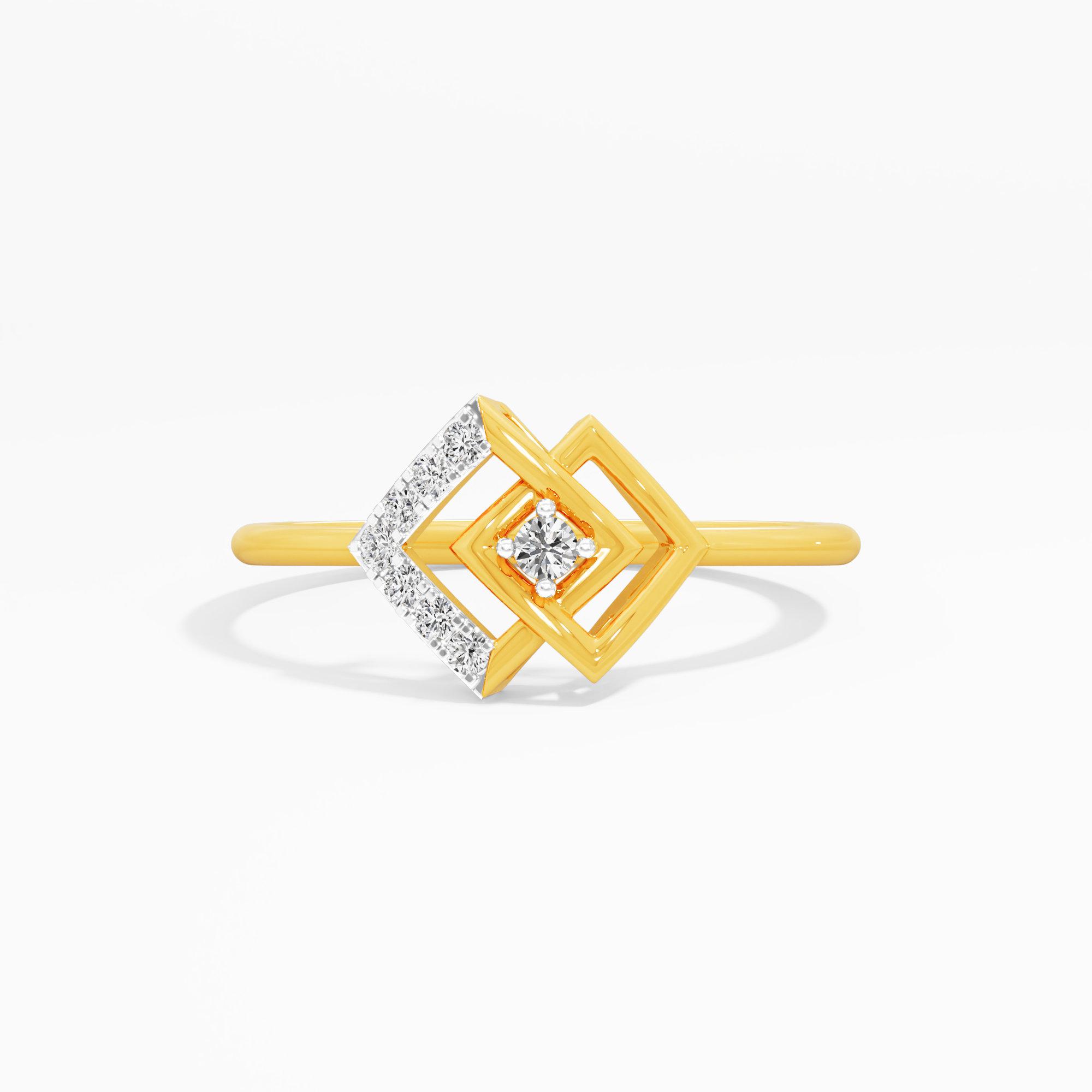 Glimmering Contour Cocktail Ring in 9KT Yellow Gold (Diamond Quality: FG-VVS VS)