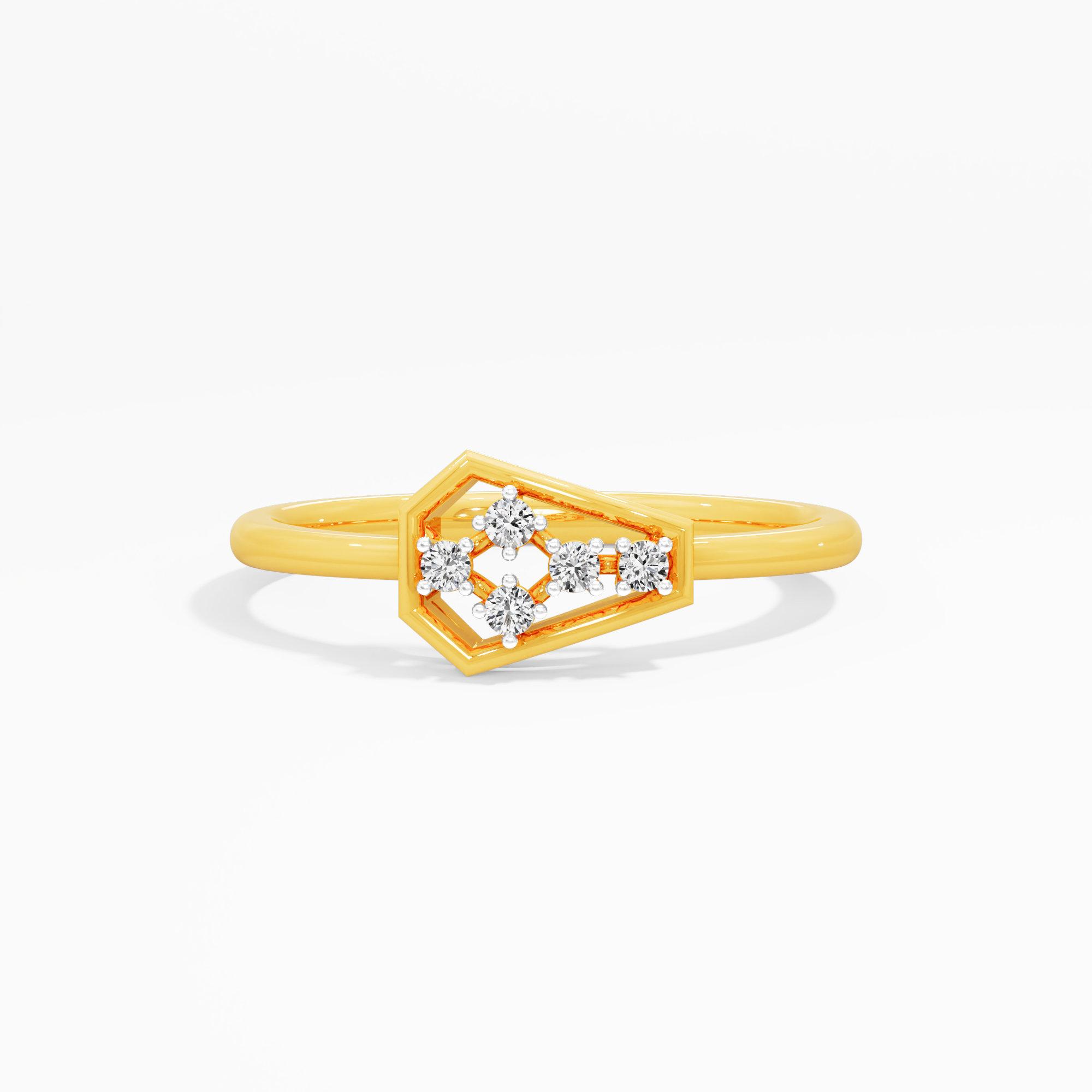 Glimmering Crest Bands Ring in 9KT Yellow Gold (Diamond Quality: FG-VVS VS)