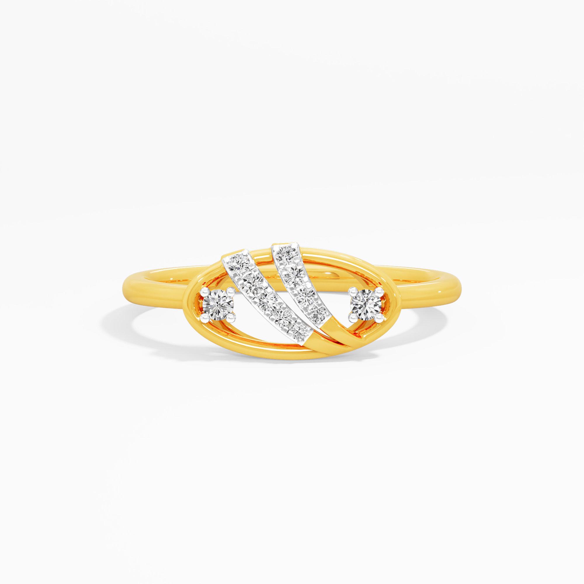 Entwined Glow Bypass Ring in 9KT Yellow Gold (Diamond Quality: FG-VVS VS)