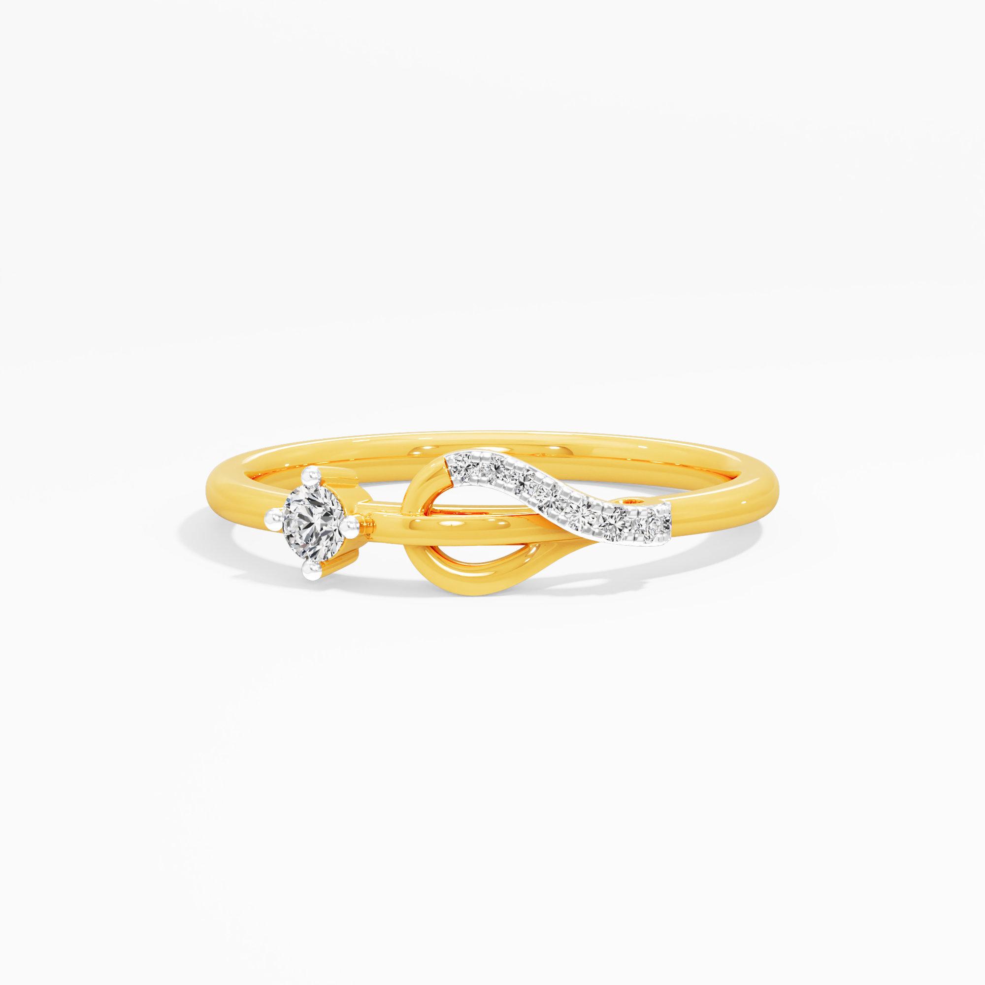 Azure Wave Bypass Ring in 9KT Yellow Gold (Diamond Quality: FG-VVS VS)