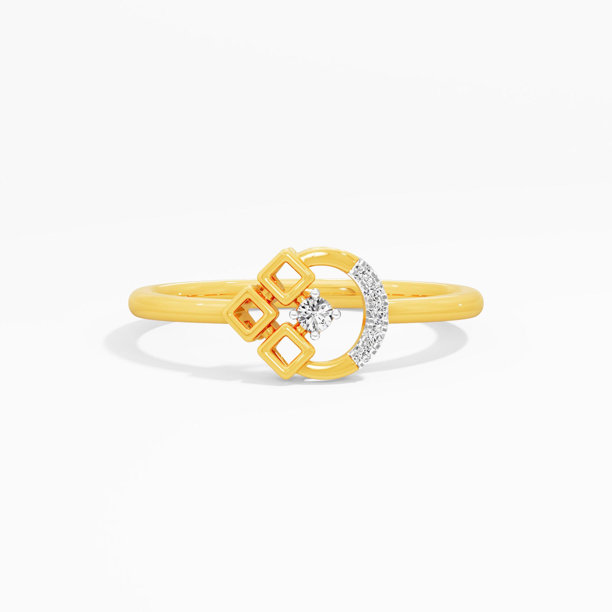 Gilded Crescent Cocktail Ring in 9KT Yellow Gold (Diamond Quality: FG-VVS VS)