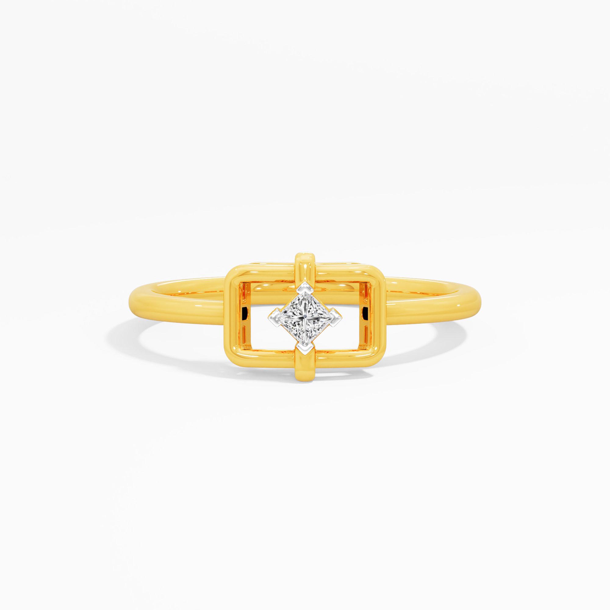 Cubic Charm Diamond Ring in 9KT Yellow Gold (Diamond Quality: FG-VVS VS)