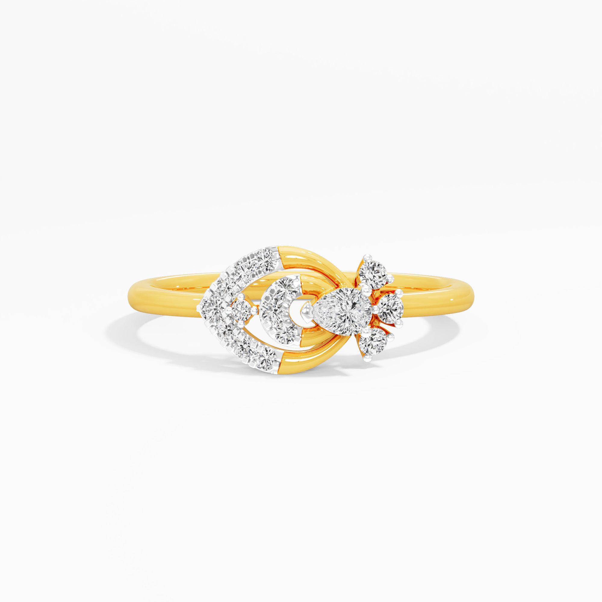 Navette Halo Diamond Ring in 9KT Yellow Gold (Diamond Quality: FG-VVS VS)