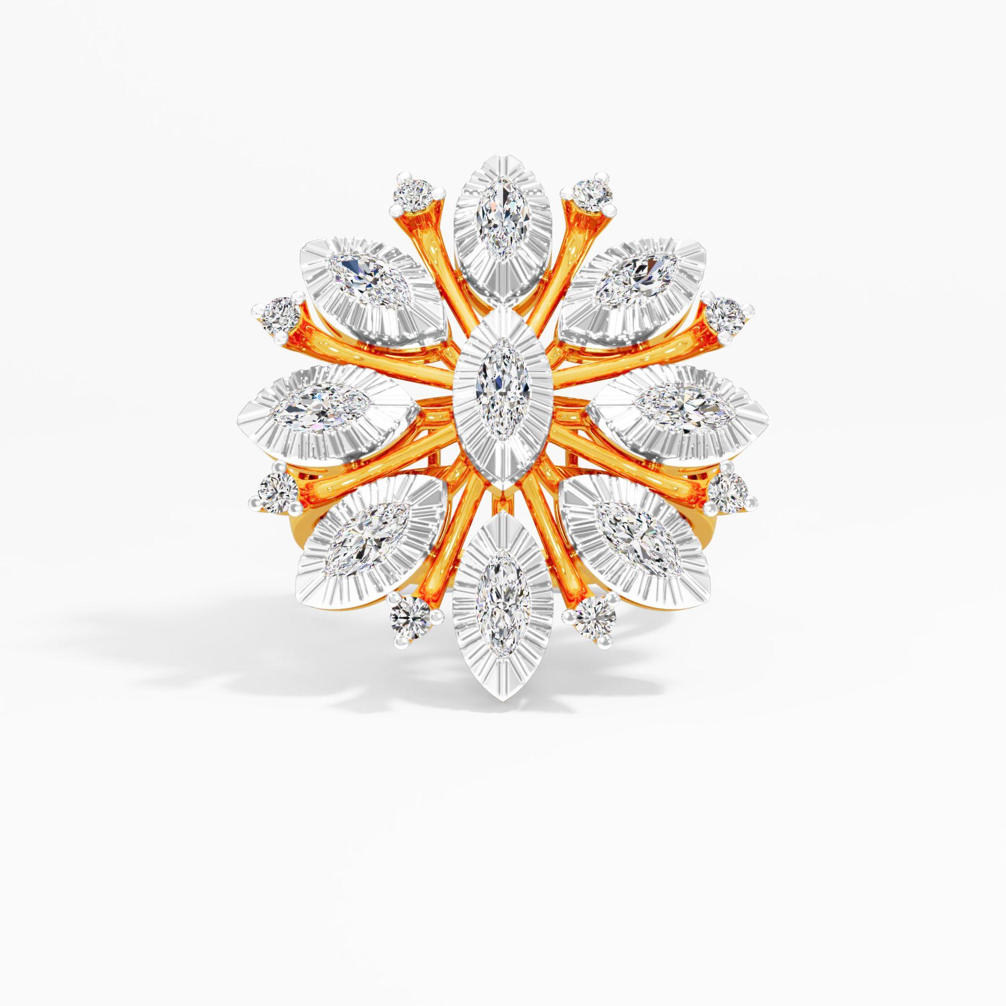 Marquise Cluster Cocktail Ring in 9KT Yellow Gold (Diamond Quality: FG-VVS VS)