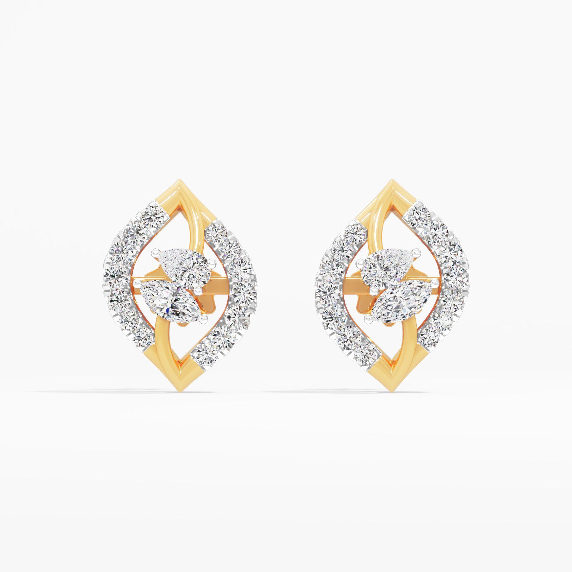 Astral Gaze 2 Stone Stud Earrings in 9KT Yellow Gold (Diamond Quality: FG-VVS VS)