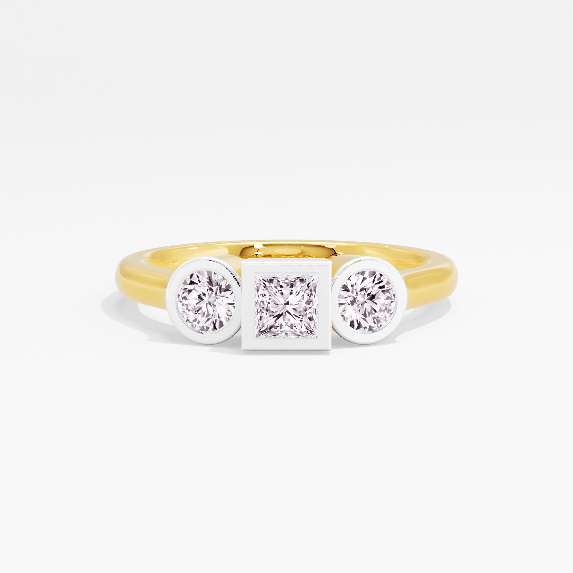 Stellar Embrace 3 Stone Ring in 9KT Yellow Gold (Diamond Quality: FG-VVS VS)