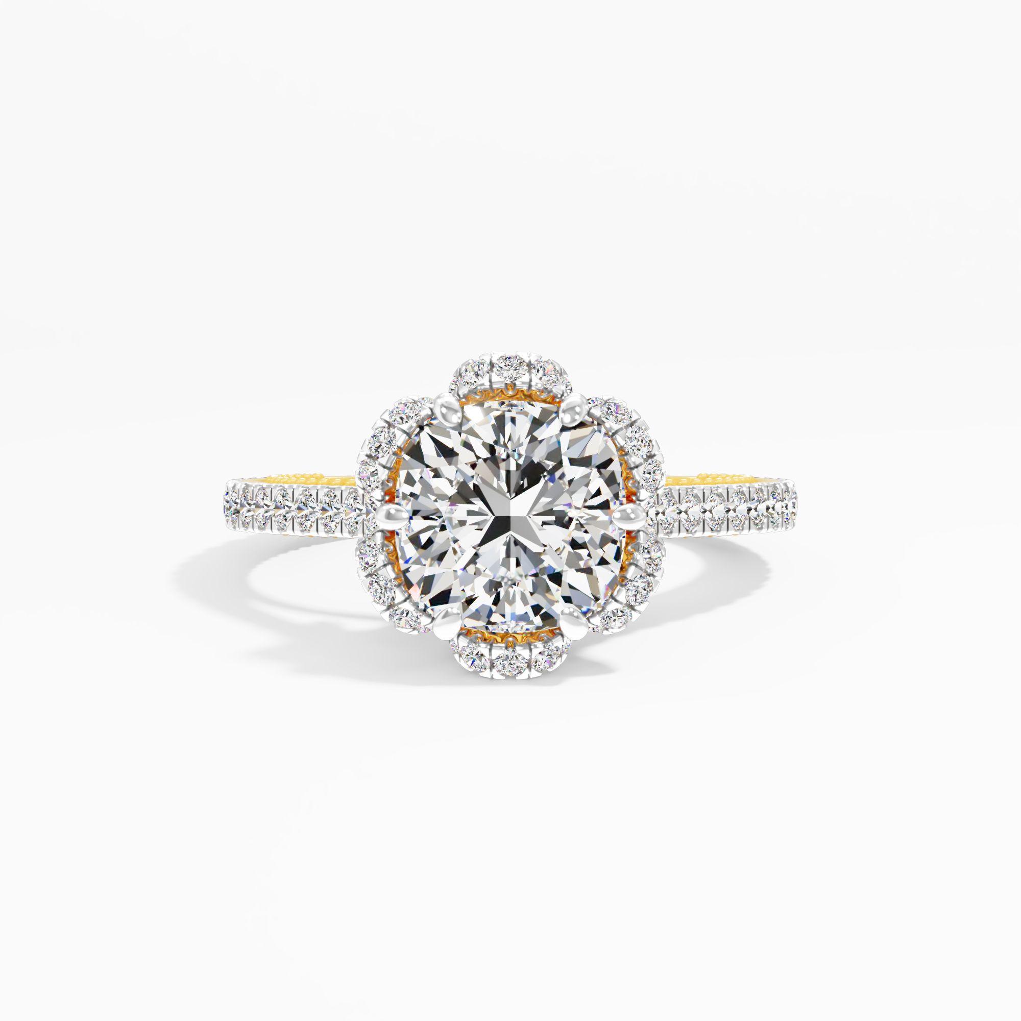 Honeytrace Bloom Solitaire Engagement Ring in 9KT Yellow Gold (Diamond Quality: FG-VVS VS)