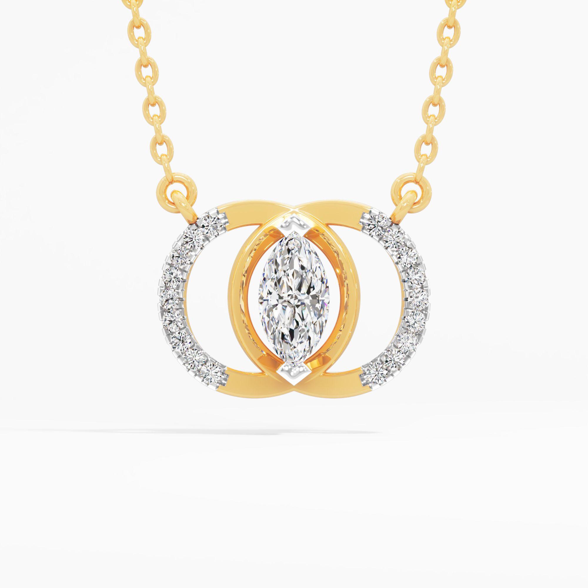 Interlocking Circle Solitaire Pendant in 9KT Yellow Gold (Diamond Quality: FG-VVS VS)