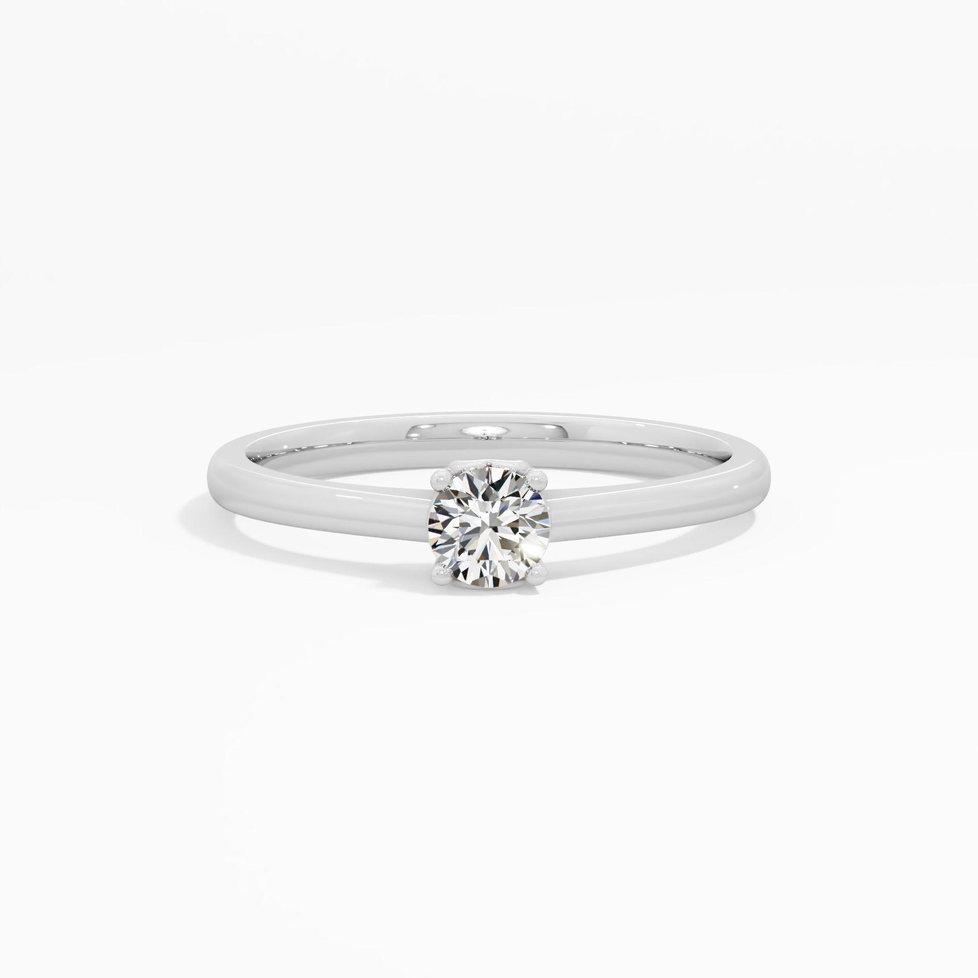 Classic Round Solitaire Engagement Ring in 18KT White Gold (Diamond Quality: FG-VVS VS)