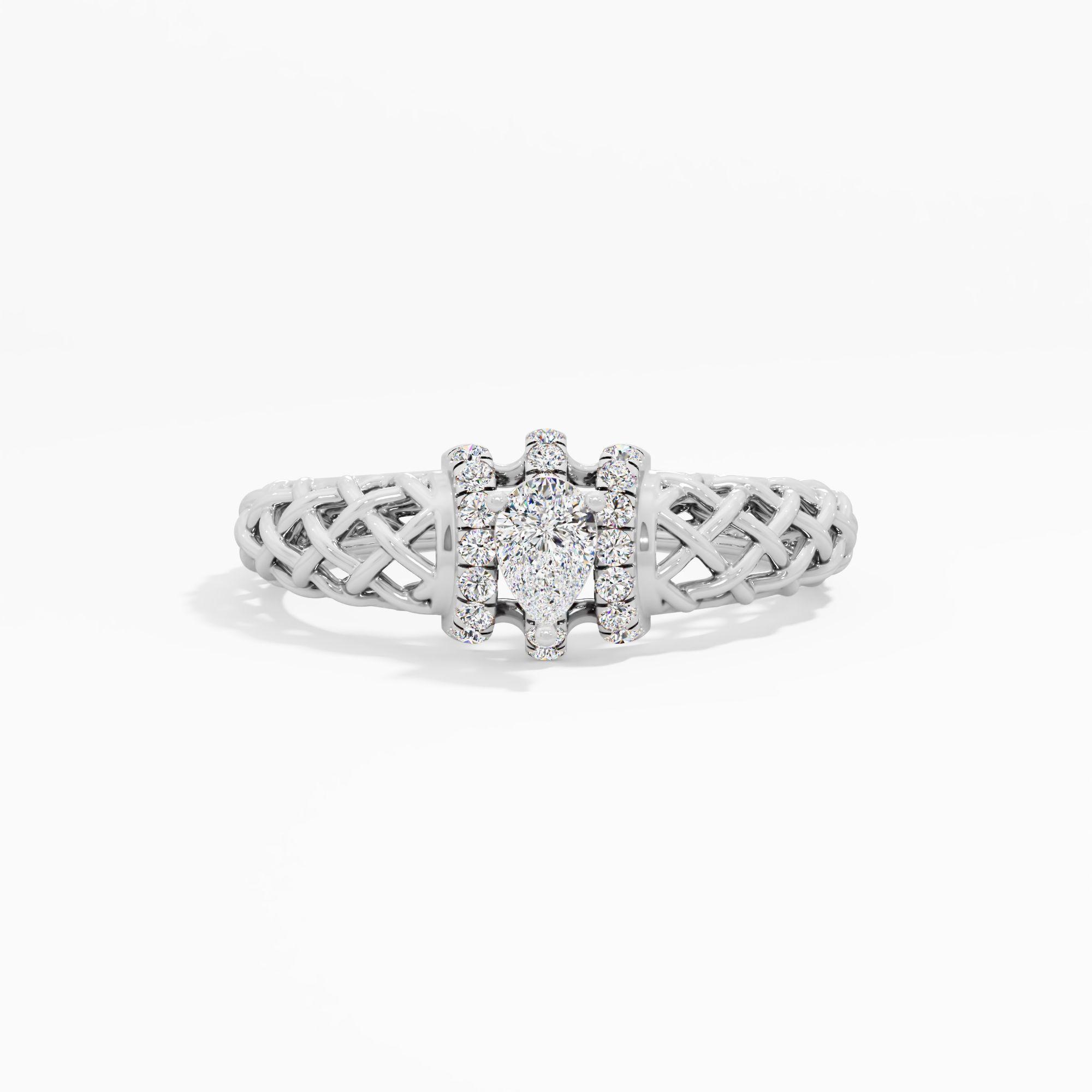 Woven Pear Accents Diamond Ring in 18KT White Gold (Diamond Quality: FG-VVS VS)