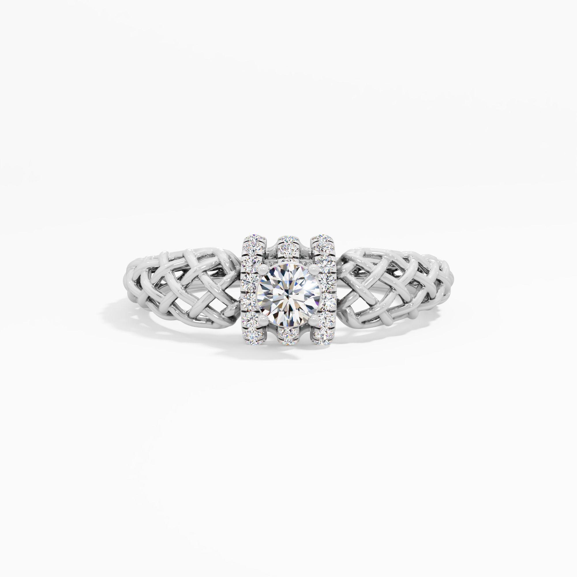 Woven Dreams Round Accents Ring in 18KT White Gold (Diamond Quality: FG-VVS VS)
