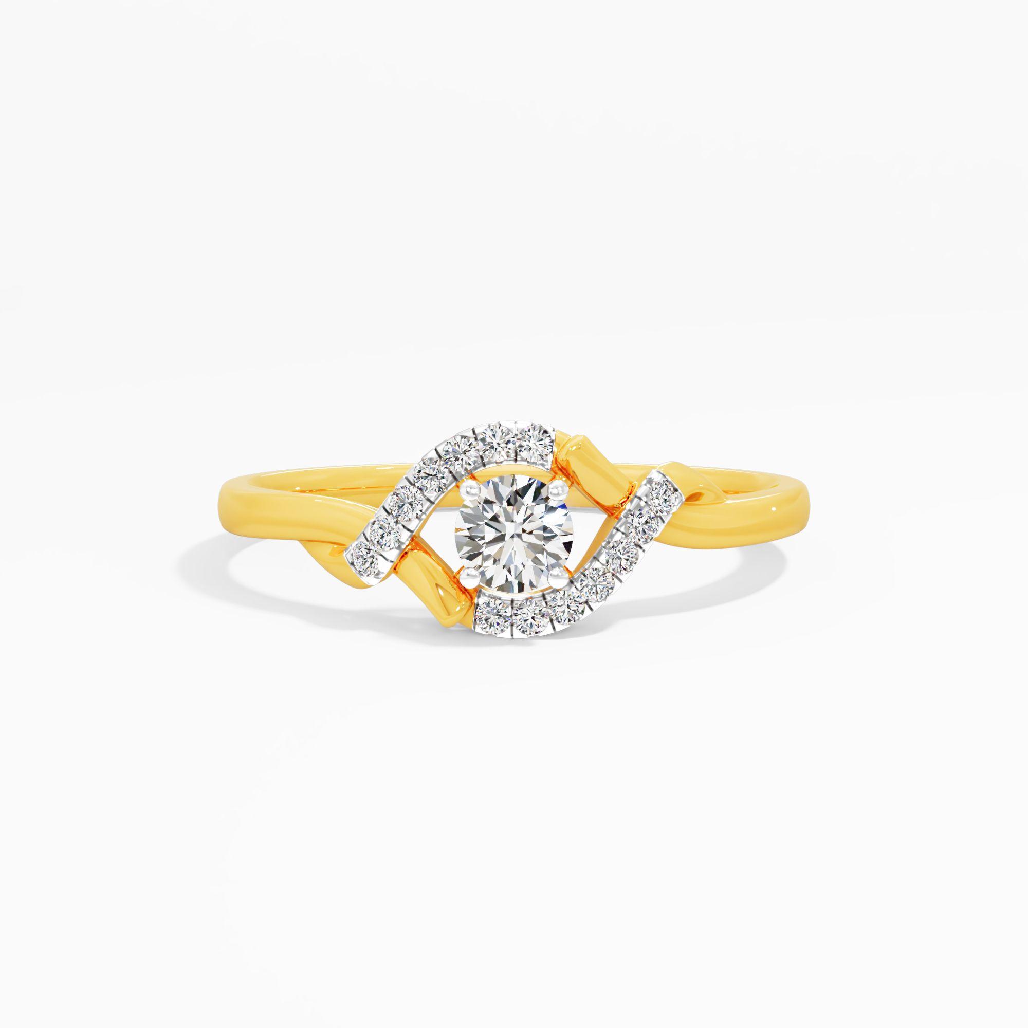 Infinity Twist Halo Diamond Ring in 9KT Yellow Gold (Diamond Quality: FG-VVS VS)