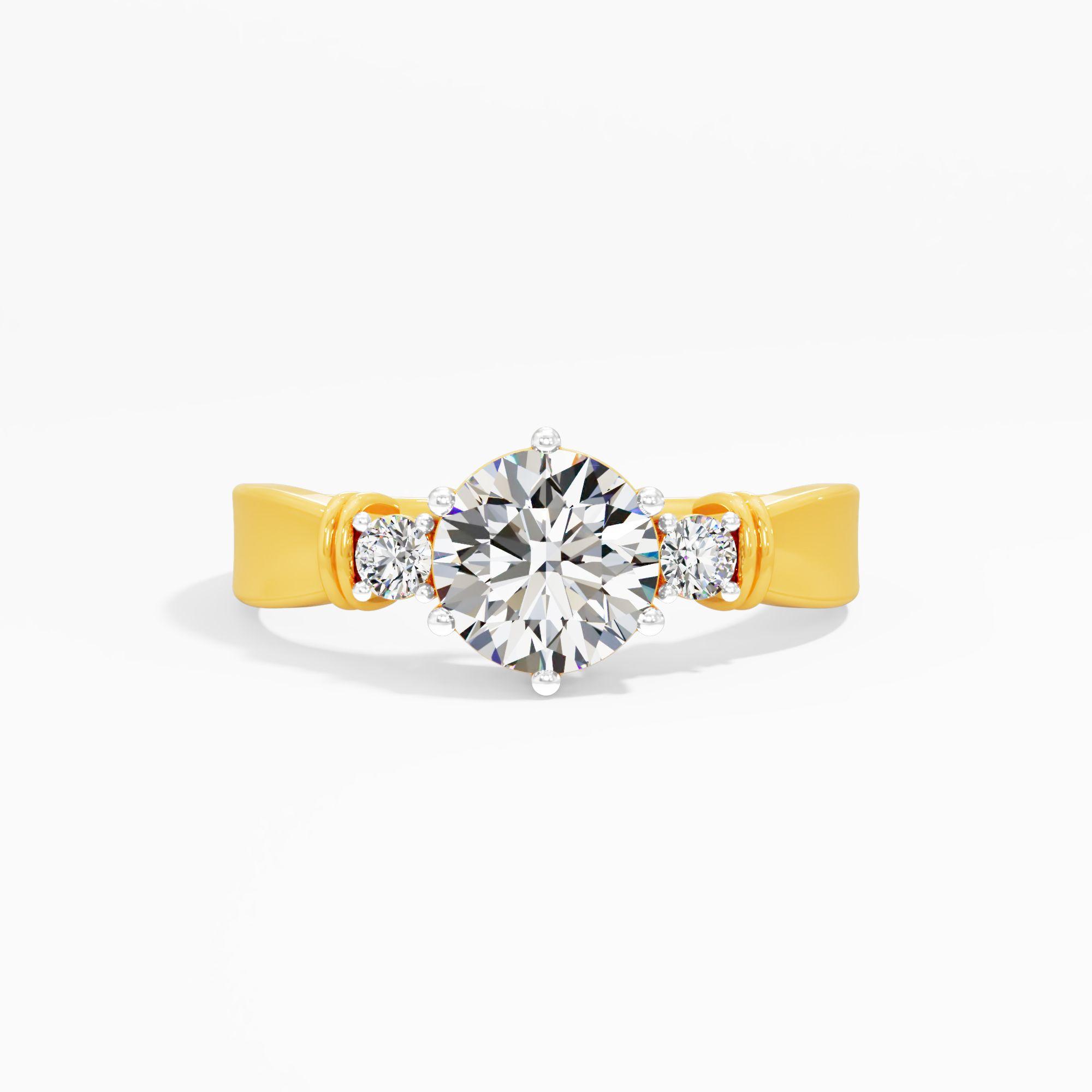 Radiant Blossom 3 Stone Ring in 9KT Yellow Gold (Diamond Quality: FG-VVS VS)