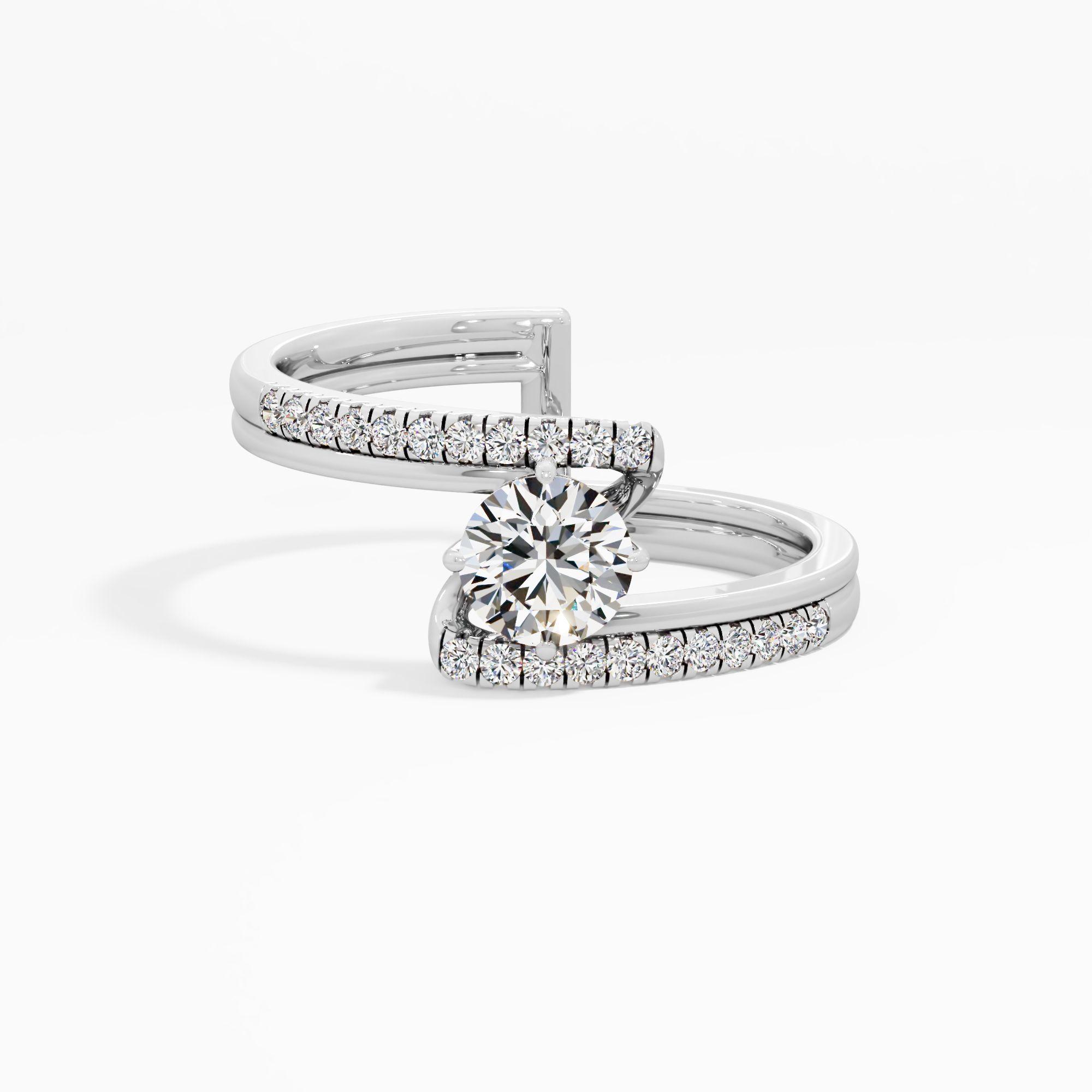 Twin Horizon Wrap Diamond Ring in 18KT White Gold (Diamond Quality: FG-VVS VS)