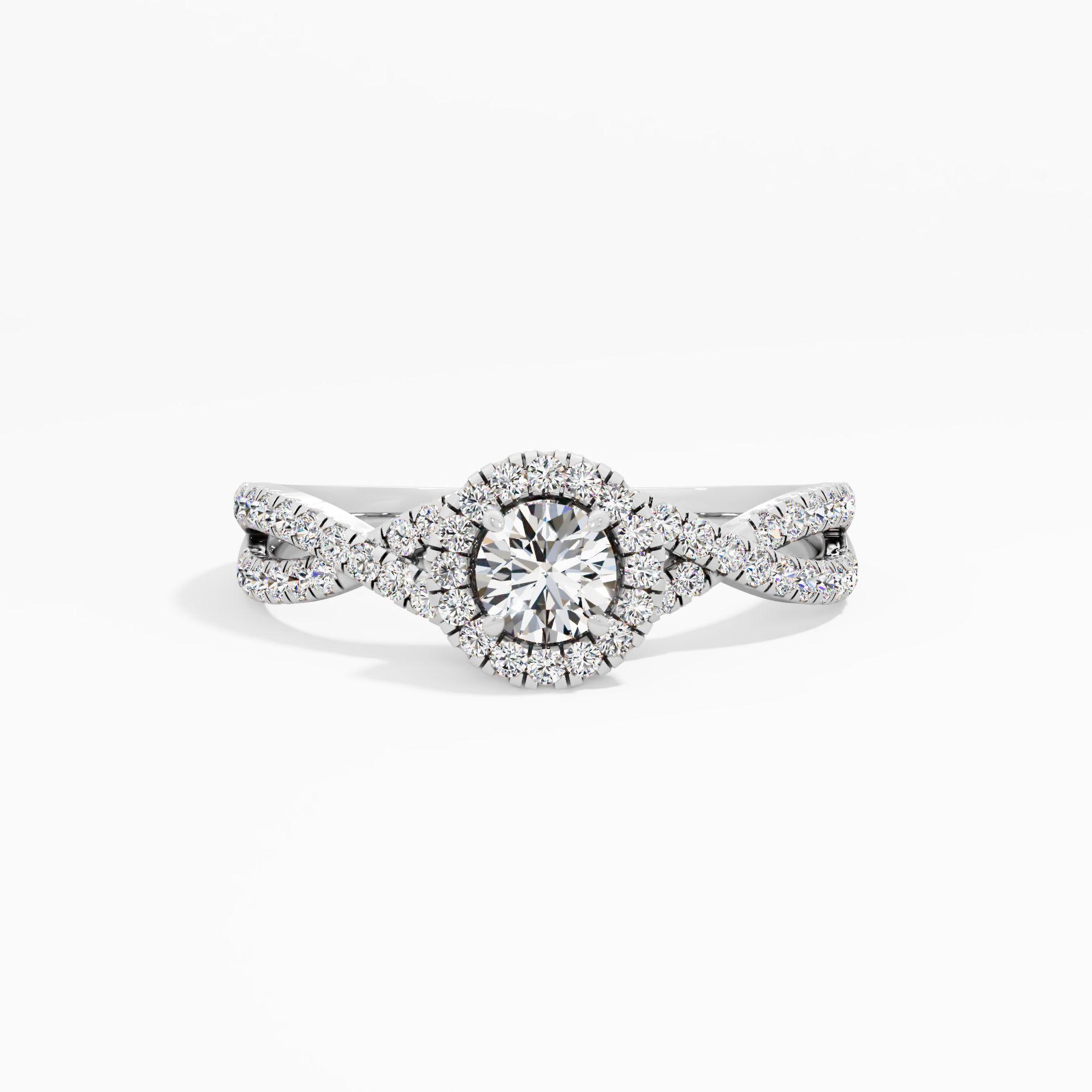 The Helix Halo Diamond Ring in 18KT White Gold (Diamond Quality: FG-VVS VS)