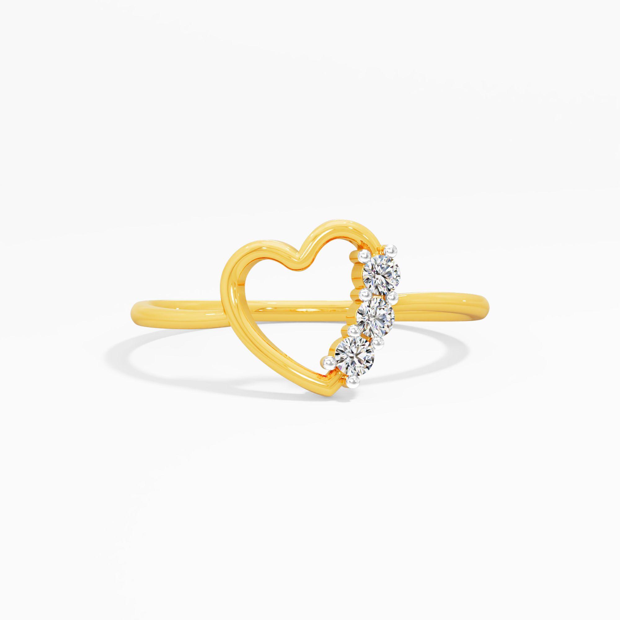 Trio Of Memories Heart Diamond Ring in 14KT Yellow Gold (Diamond Quality: FG-VVS VS)