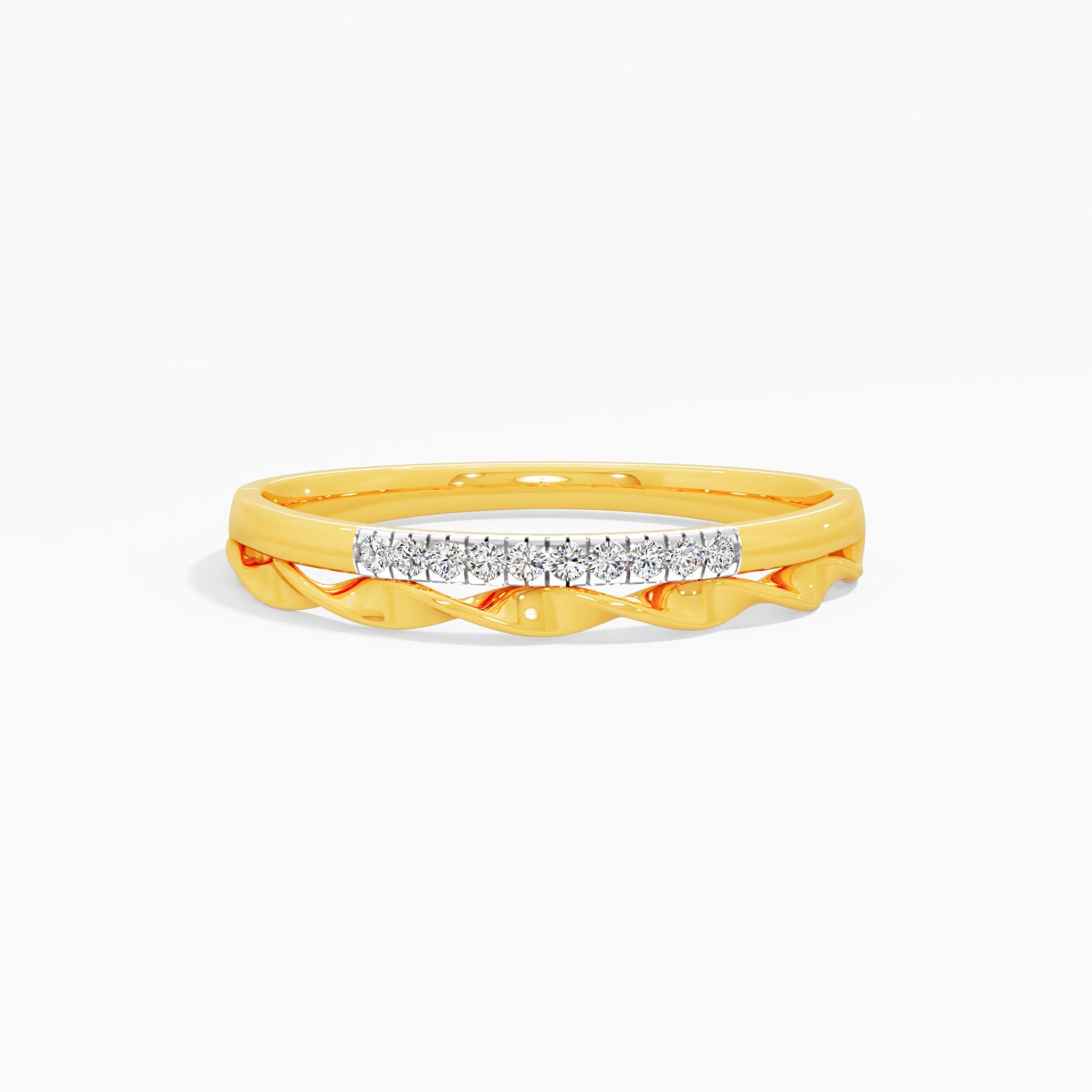 Harmonious Twist Round Diamond Ring in 14KT Yellow Gold (Diamond Quality: FG-VVS VS)